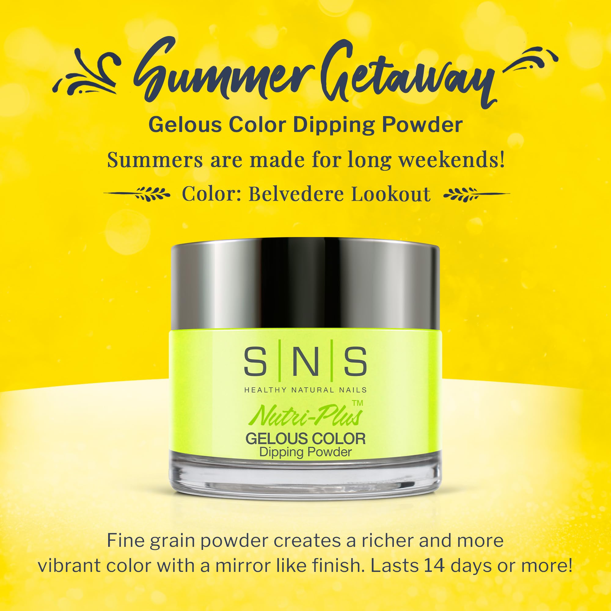 Belvedere Lookout Yellow Cream SNS Nail Dip Powder - Long-Lasting 14 Day Gelous Dipping System - Low Odor, No UV Lamp Required - 1oz Professional Salon Quality Nail Color for Manicures & Pedicures at Home