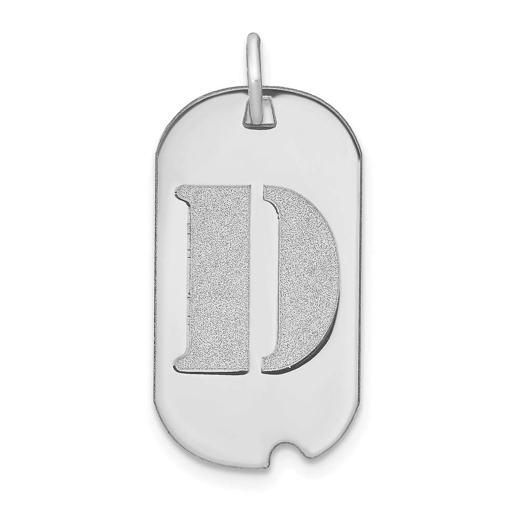14K White Gold Polished Letter D Initial Dog Tag Charm Pendant Necklace - Perfect for Personalized Gifts, Name Jewelry & Everyday Wear
