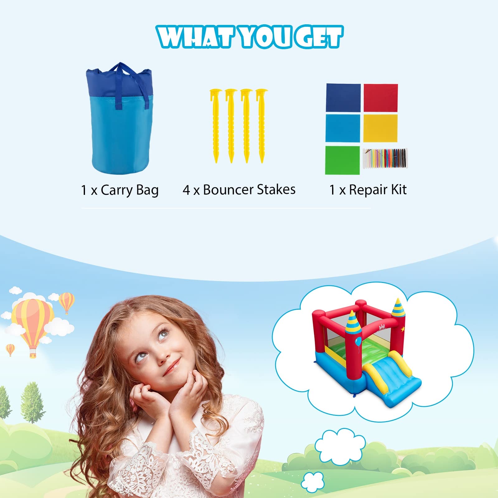 BOUNTECH Inflatable Bounce House for Kids 3-6 Years - Large Jumping Area with Slide | Indoor & Outdoor Bouncy Castle | Portable Backyard Playhouse for Toddler Boys & Girls | Perfect for Birthday Parties, Family Gatherings & Backyard Fun