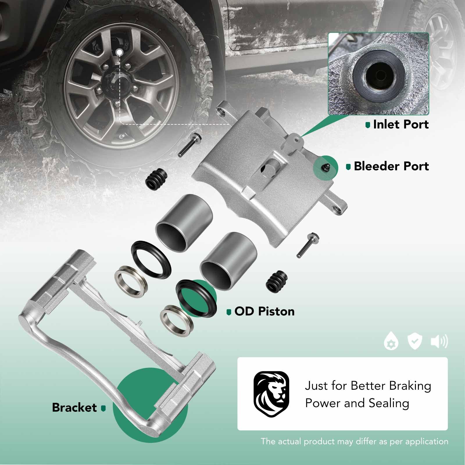 Set of 2 Front Brake Caliper Assembly for Ford Excursion 2000-2005 & F-250 F-350 Super Duty 1999-2004 - Perfect for Off-Roading, Towing & Heavy-Duty Performance
