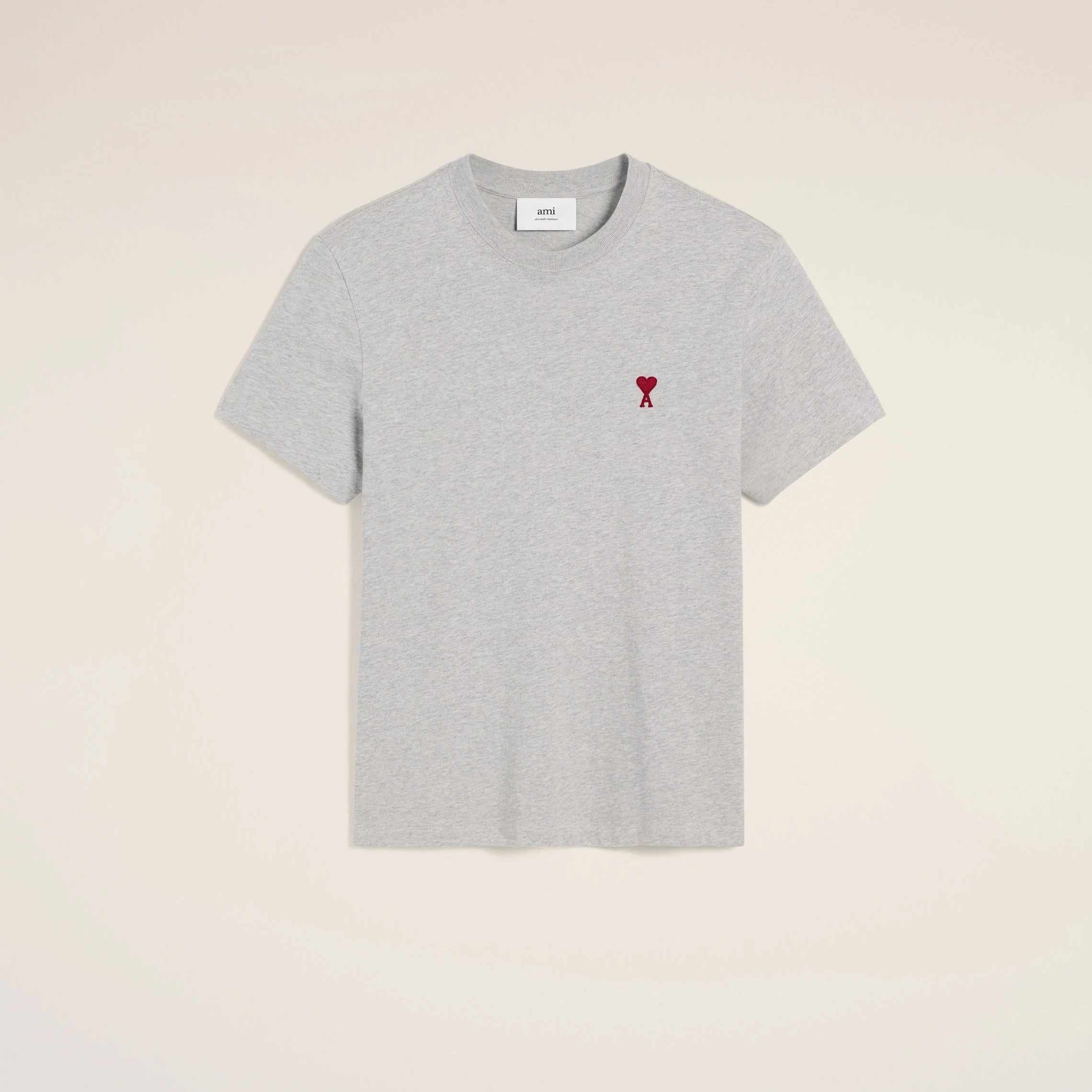 AMI PARIS Grey Cotton AMI DE COEUR T-Shirt - Casual Streetwear Essential for Everyday Wear & Urban Fashion