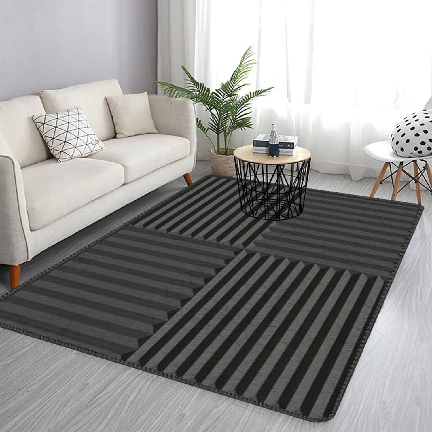 Premium Soft Acoustic Foam Rug - 3D Soundproofing Plush Carpet for Living Room, Bedroom & Kids Playroom | Non-Slip Shaggy Texture | 5'3