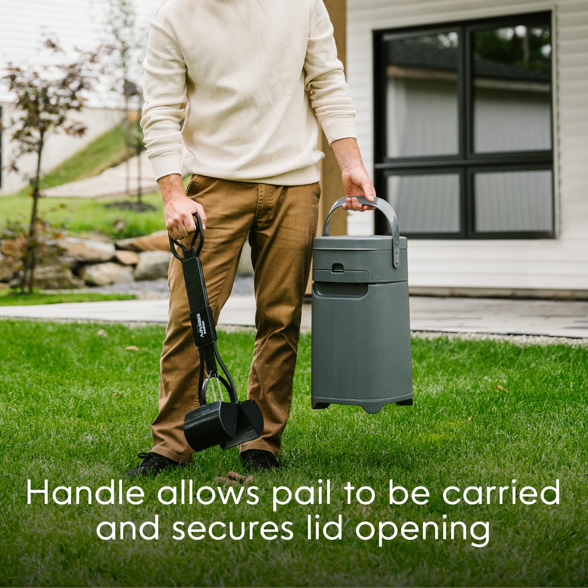 Pet Genie Pail - Odor-Controlling Dog Waste Disposal System for Indoor & Outdoor Use | Includes 1 Square Refill Bag (Lasts 2 Months) | Perfect for Backyards, Patios & Pet Stations