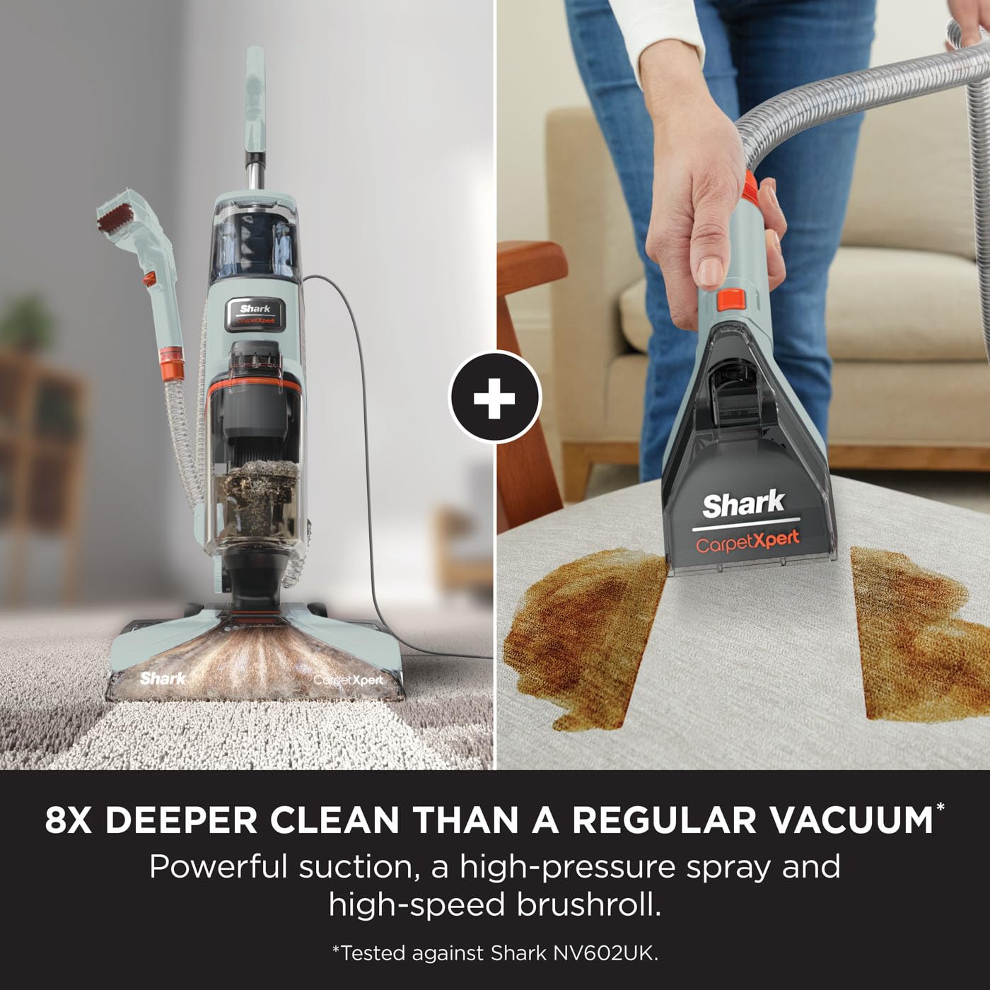 Shark CarpetXpert Deep Clean Carpet Cleaner with Built-In Stain Remover | 3 Cleaning Tools & Full-Size Formula | Powerful 960W Motor | Removes Dirt, Grime & Tough Stains | Fast Drying & Lightweight (2.3L Tank, Grey) | Perfect for Home, Office & Pet Hair Cleaning