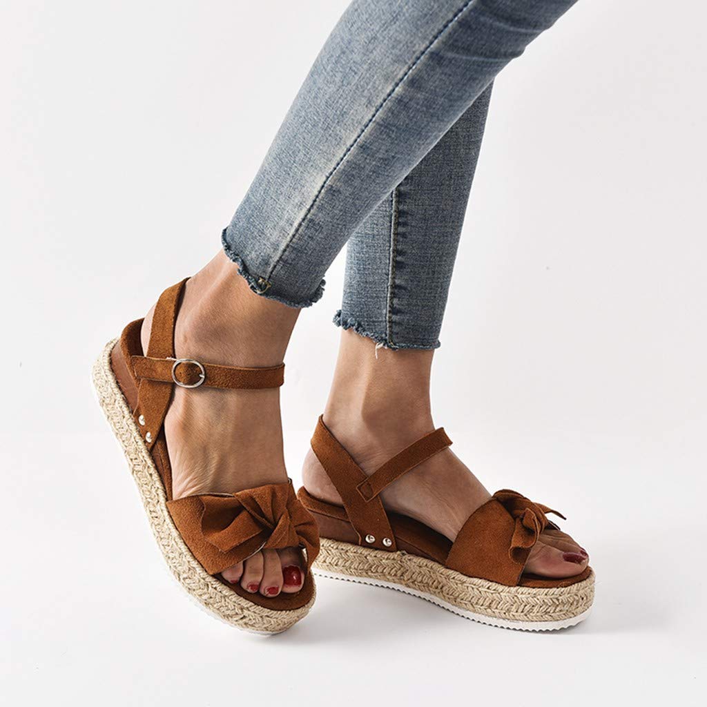 Women's Wide Width Wedge Sandals with Ankle Strap - 2020 Fashion Summer Beach Sandals Open Toe Espadrille Platform Shoes for Casual Outings & Vacation Wear