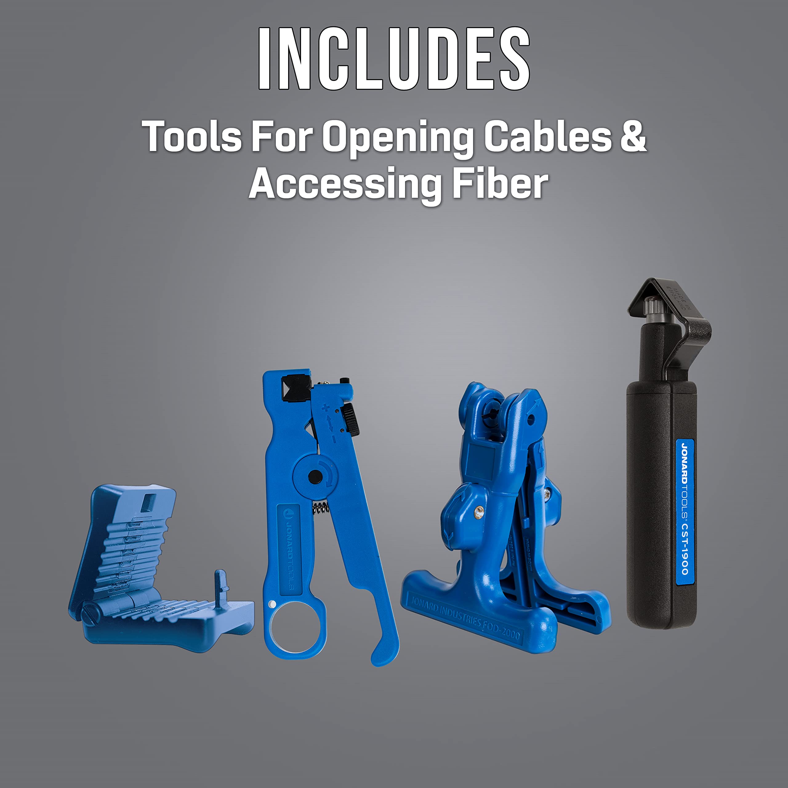 Jonard TK-120 Fiber Optic Kit - 12pc Cable Tools Set for Stripping & Cutting | Network Installation & Repair