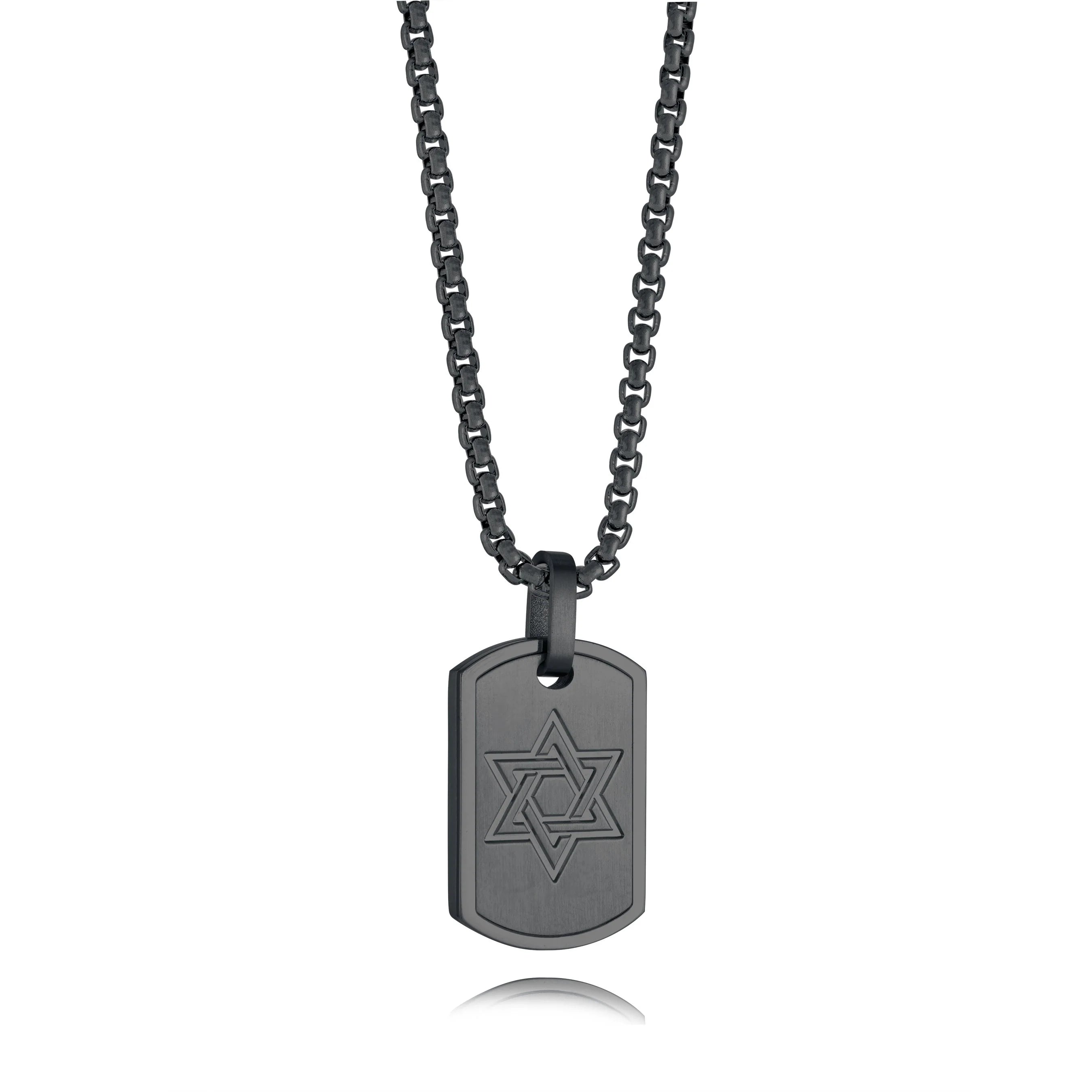 Men's Star of David Dog Tag Necklace - Stainless Steel Jewish Pendant for Religious & Fashion Jewelry - Perfect for Gifts, Daily Wear & Special Occasions
