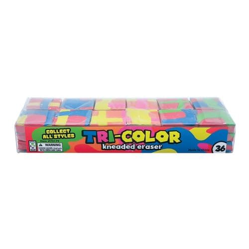 Raymond Geddes 36-Pack Tri-Color Kneaded Erasers for Kids - Individually Wrapped, Non-Toxic, Reusable & Moldable Art Erasers - Perfect for Sketching, Drawing & School Projects