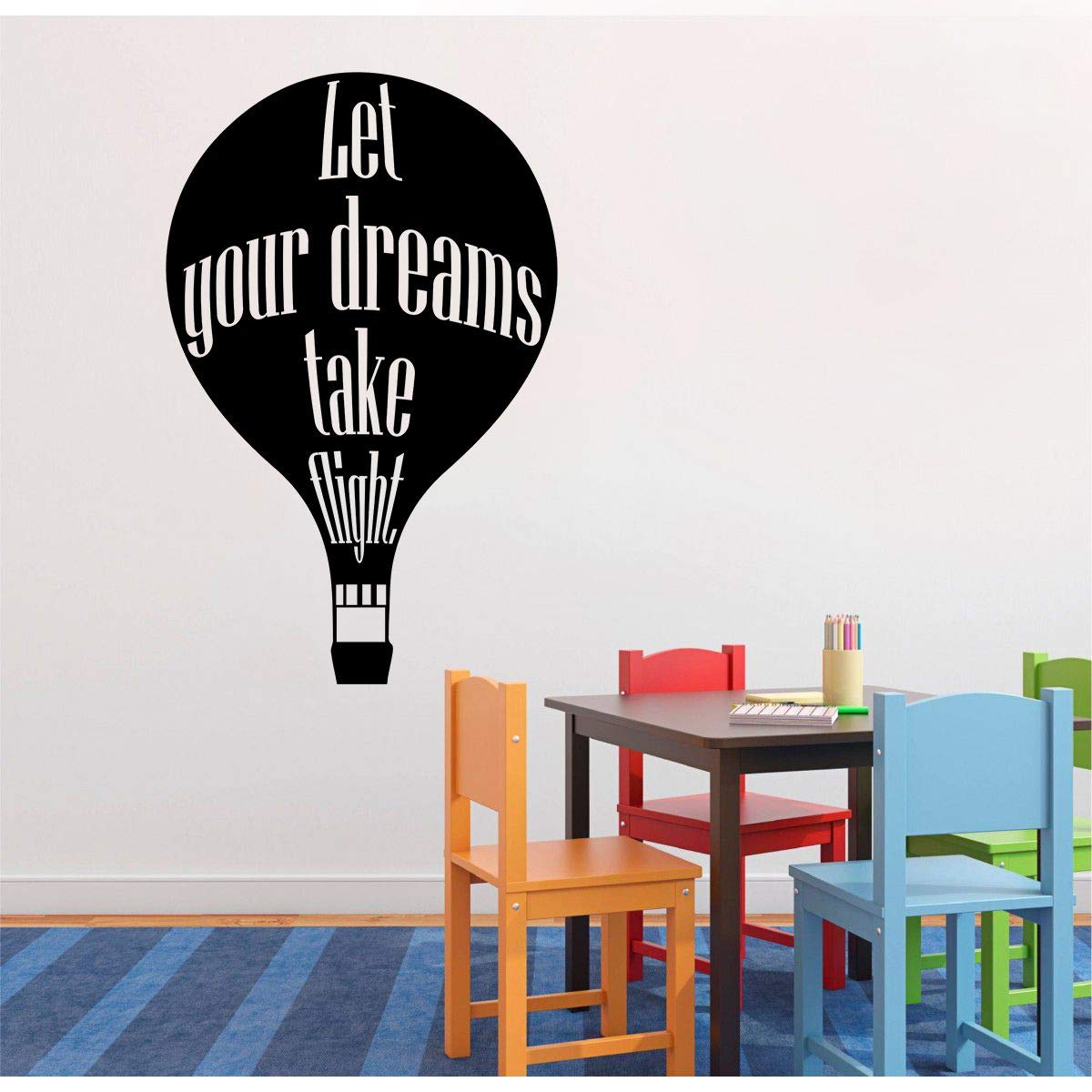 Hot Air Balloon Wall Decal Stickers - 10x8 Inch Vinyl Art Quote for Kids Room, Nursery, Bedroom & Home Decor | Fun & Inspirational Take Flight Quote Design for Girls, Boys, Kindergarten & Garage