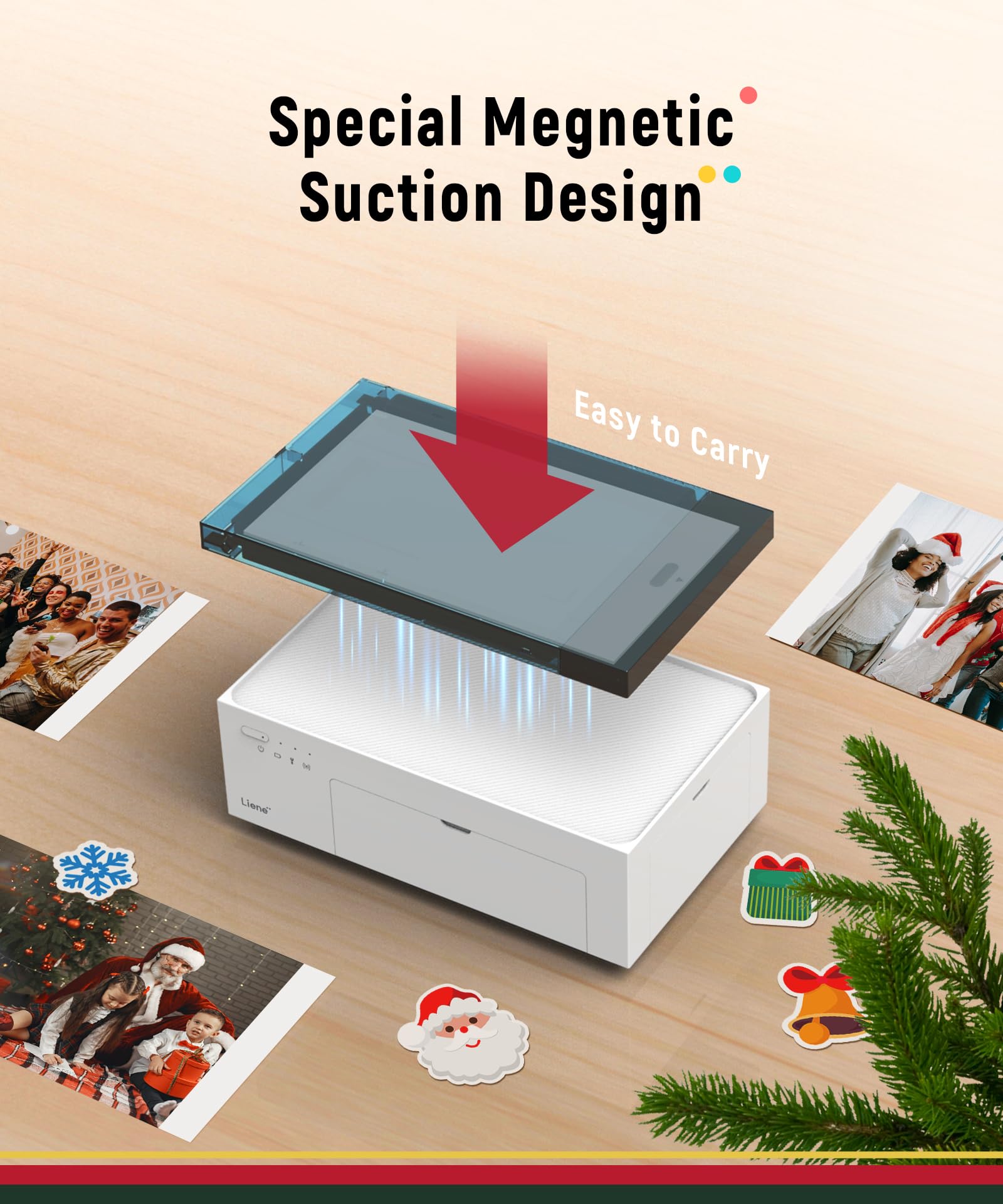 Liene 4x6'' Instant Photo Printer (Battery Edition) - Wireless Dye Sublimation Printer with 100 Sheets & 3 Ink Cartridges - Compatible with iPhone, Android, Smartphones & Computers - Perfect for Travel, Home, Parties & Scrapbooking