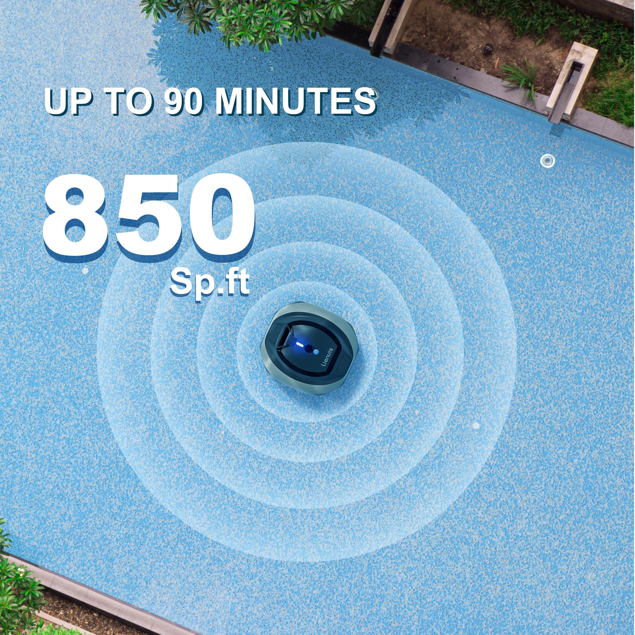 Best Cordless Robotic Pool Cleaner for Above Ground Pools - Powerful Suction & DirtLock Tech, 90 Min Runtime, Covers 850 Sq.Ft, Self-Parking - Perfect for Weekly Pool Maintenance & Seasonal Cleaning