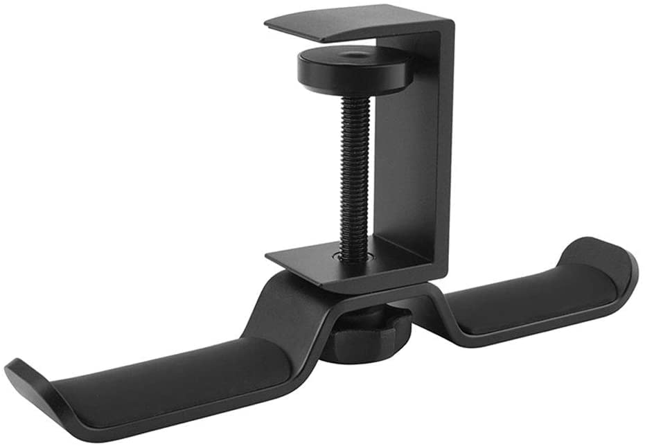 360° Rotating Aluminum Universal Headphone Stand - Adjustable Desk Mount Holder with Clamp for All Headphones (Black) | Perfect for Gaming, Office & Home Workspace Organization