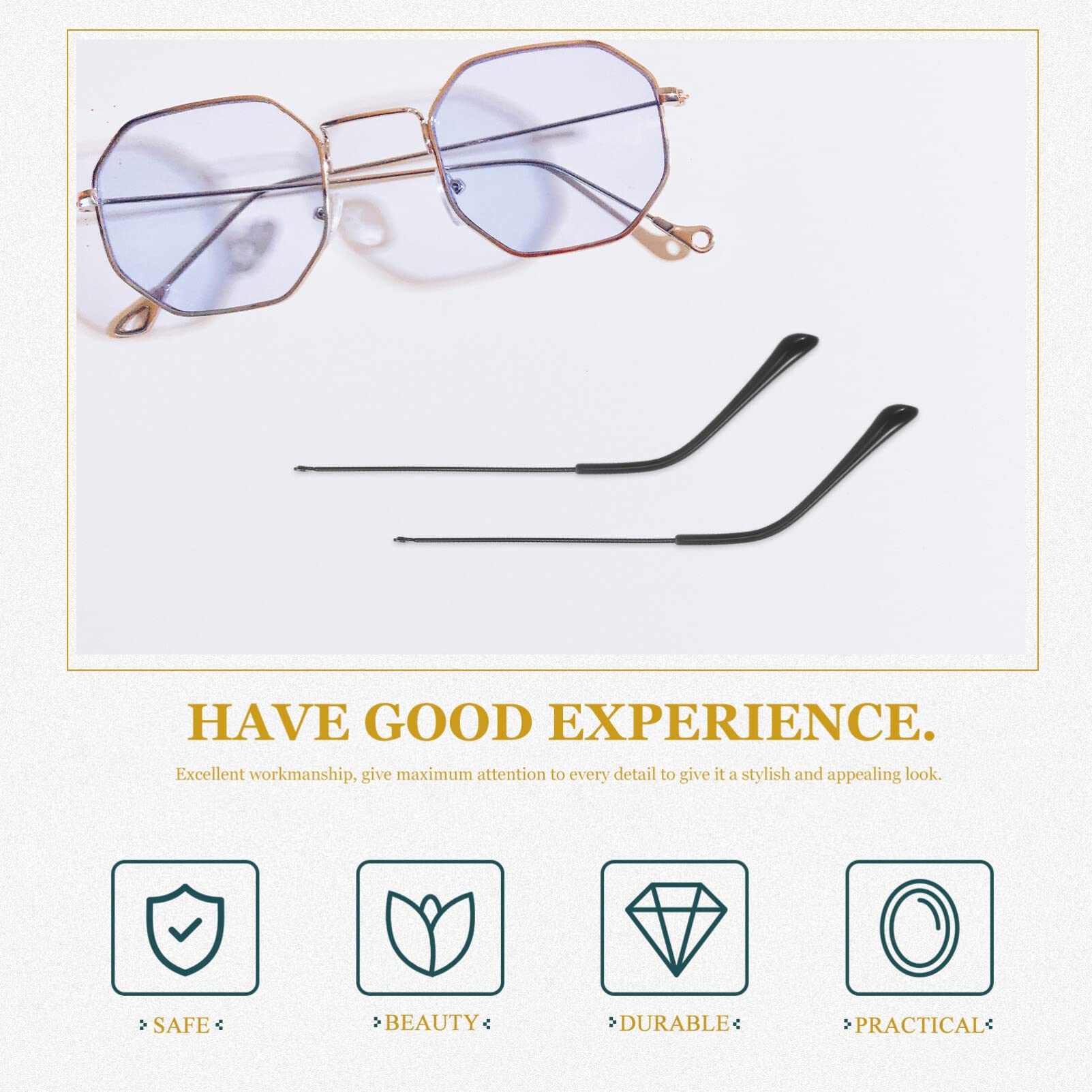 Lurrose 1 Pair Universal Glasses Arm Replacement - Alloy Metal Frame Legs for Eyeglasses & Sunglasses | Durable Accessories for Broken or Worn Frames (Perfect for Reading, Driving, and Outdoor Activities)