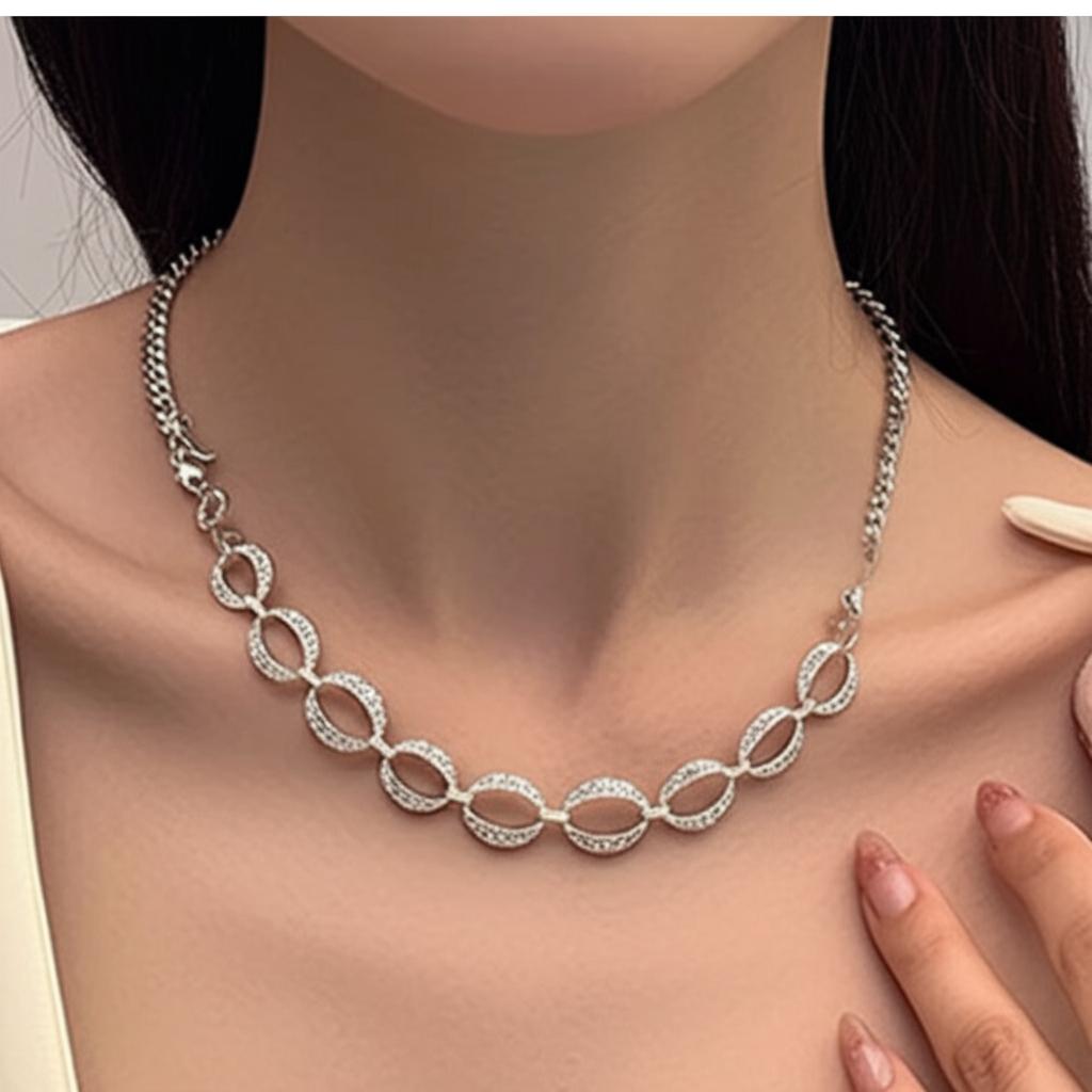 1928 Jewelry Circle Simulated Marcasite Link Necklace 16