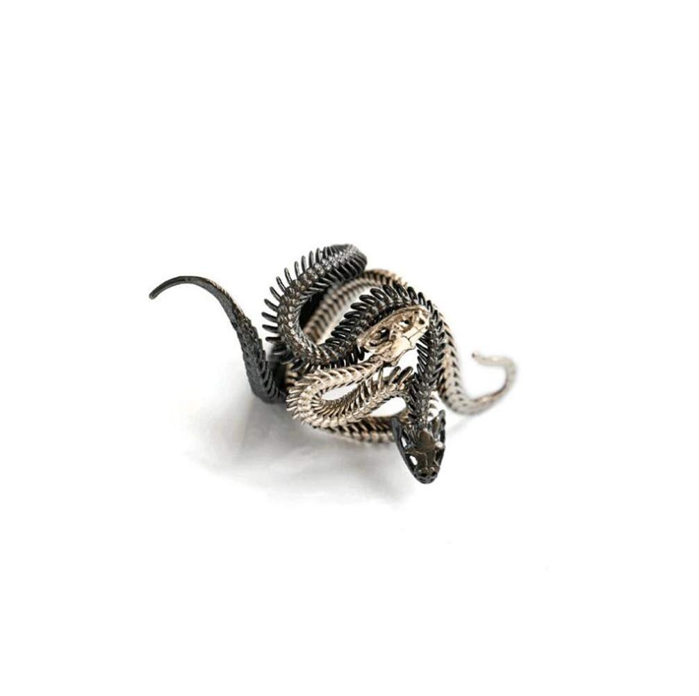 Vintage Adjustable Snake Rings for Women & Men - Punk Gothic Silver & Black Matching Jewelry Set (Size 6) | Perfect for Halloween, Cosplay, and Gothic Fashion Accessories