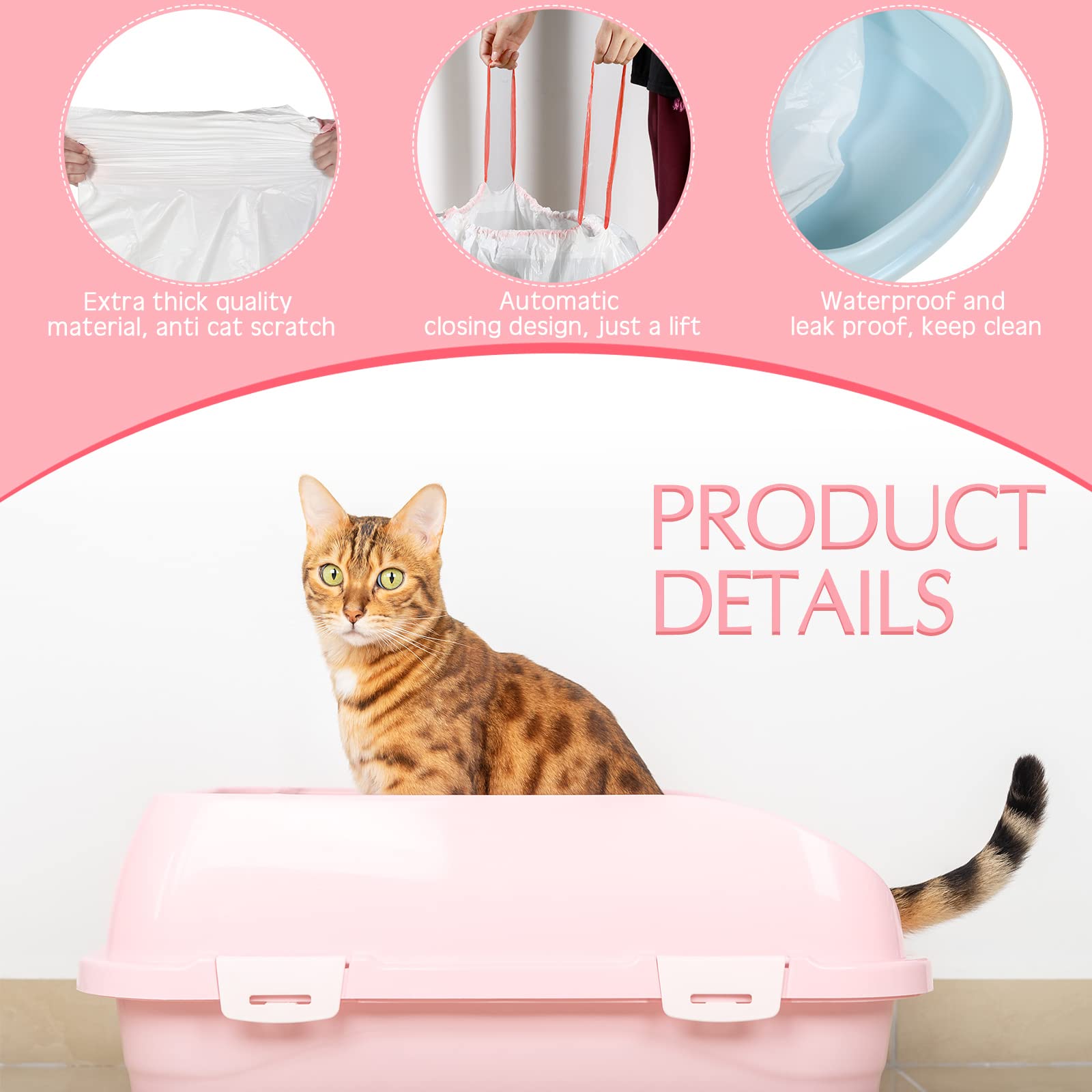 30 Count Extra Large Cat Litter Box Liners - Heavy Duty Drawstring Litter Pan Bags (36