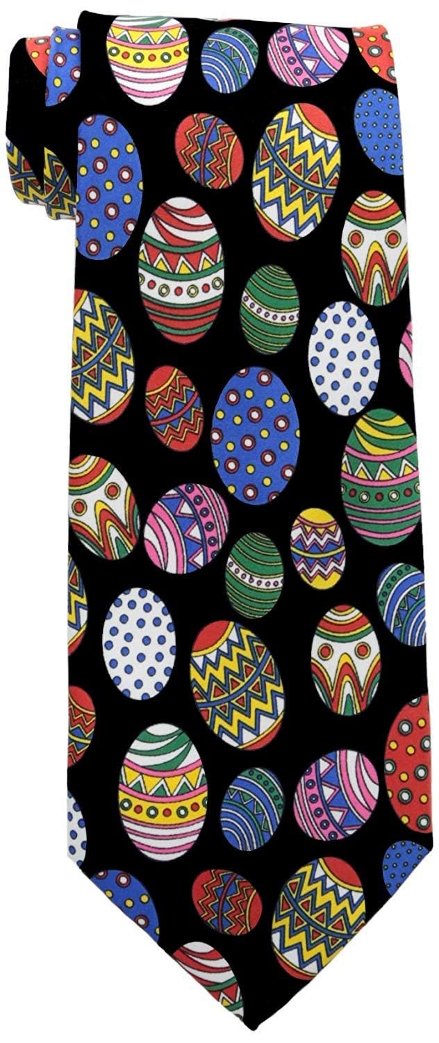 Three Rooker Easter Ties for Men - Stylish Easter Egg Pattern Necktie for Holiday Parties & Church Events