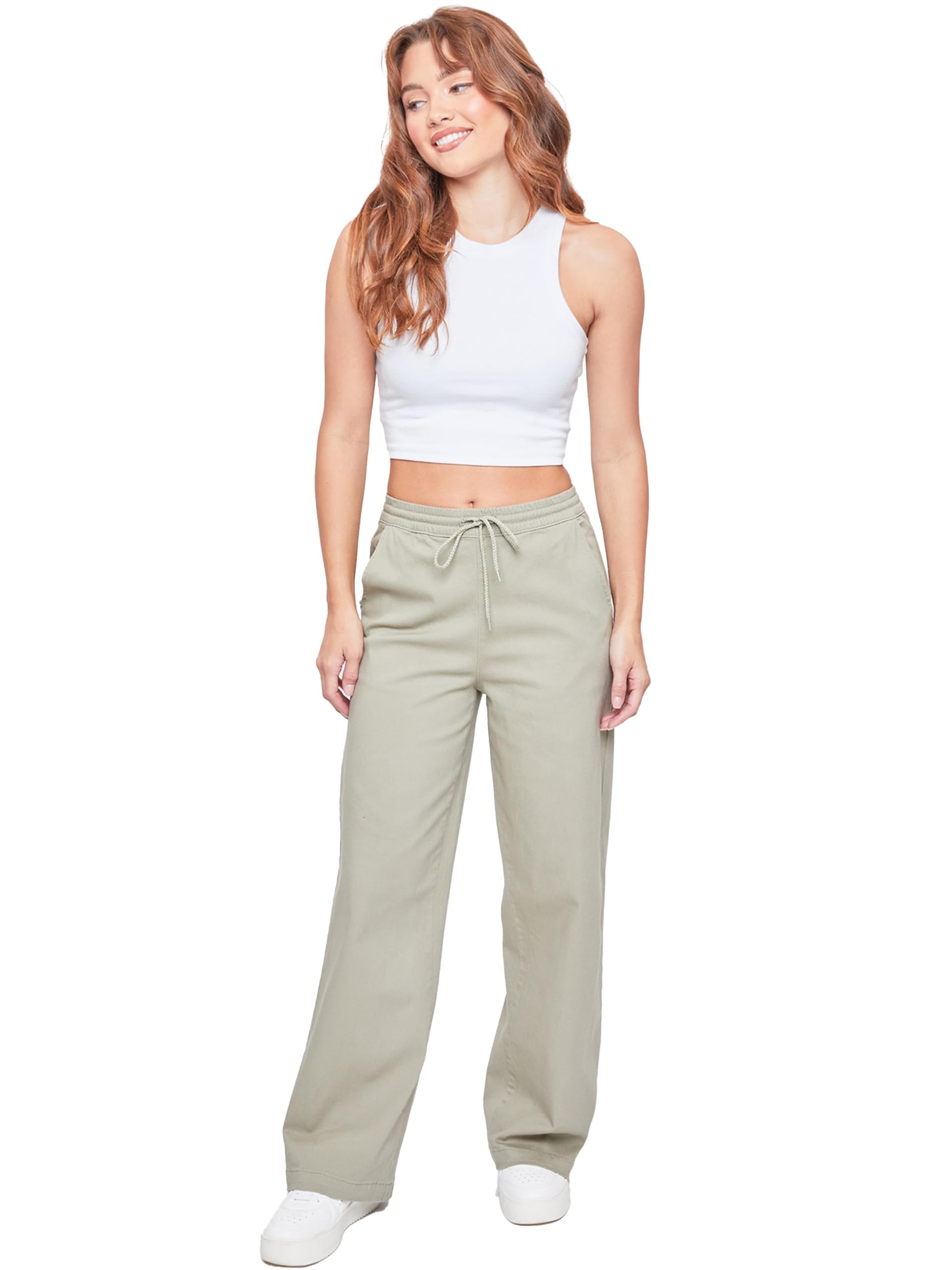 YMI Women's High Waisted Wide Leg Jogger Jeans - Stretchy Comfort Fit Casual Pants for Lounge, Work & Everyday Wear