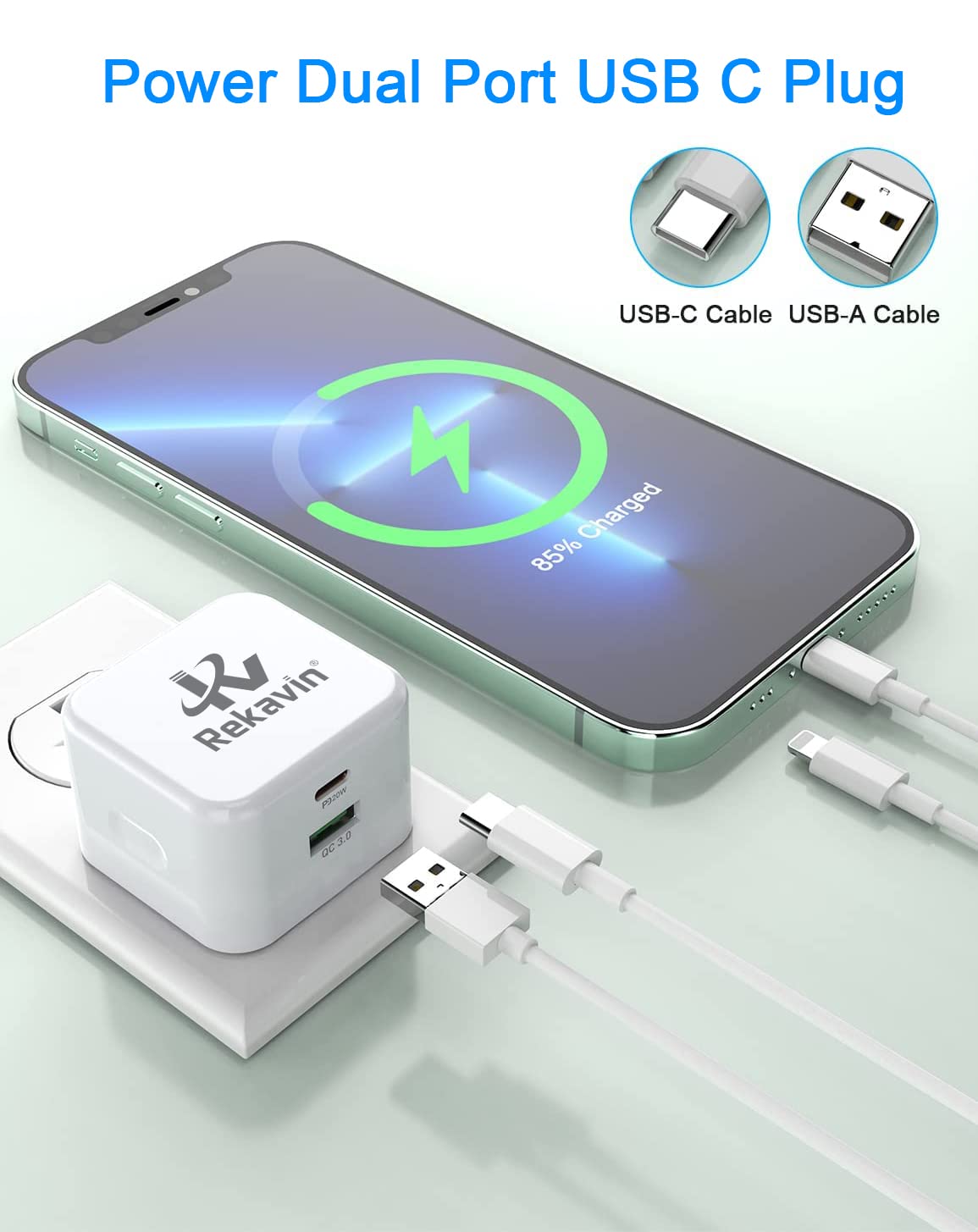 Fast USB C Wall Charger & 1M Type C Cable for iPad Pro 12.9