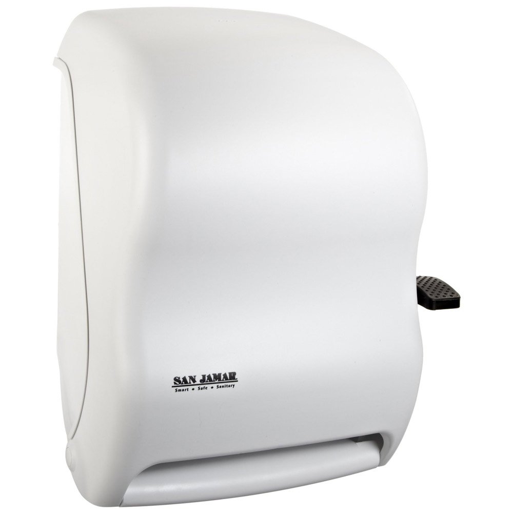 Wall Mounted White Classic Lever Roll Towel Dispenser - Perfect for Restrooms, Kitchens, and Commercial Spaces