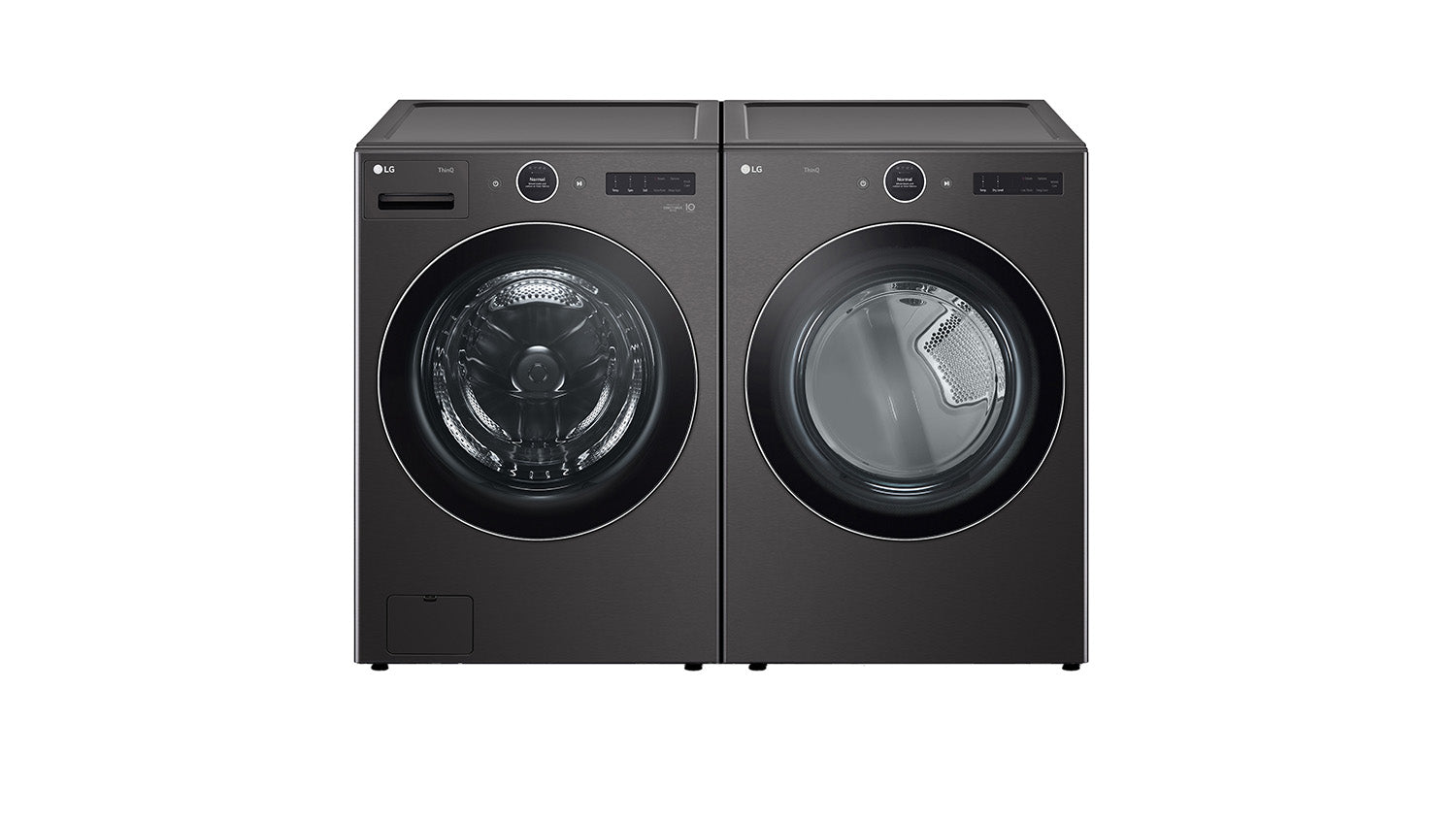 LG WM6700HBA 5.8 cu.ft Smart Front Load Washer with AI DD™ 2.0 & DLEX6700B 7.4 cu.ft Large Capacity Smart Dryer with TurboSteam® - Energy Efficient Laundry Set for Home & Family Use