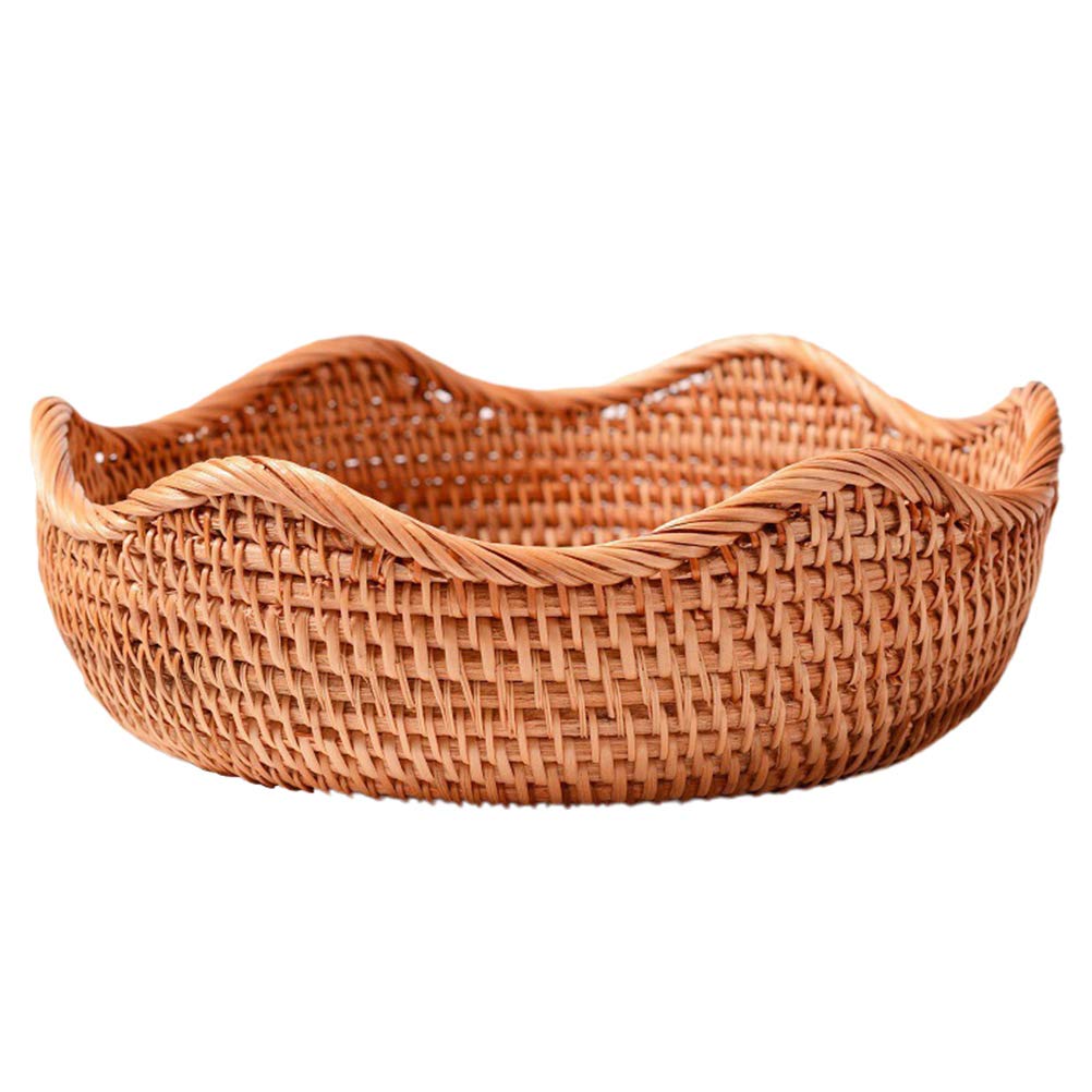 Toyvian 1pc Rattan Bread Serving Basket - Tabletop Food Basket for Fruits, Vegetables & Pastries | Perfect for Kitchen Storage, Picnics & Farmhouse Decor