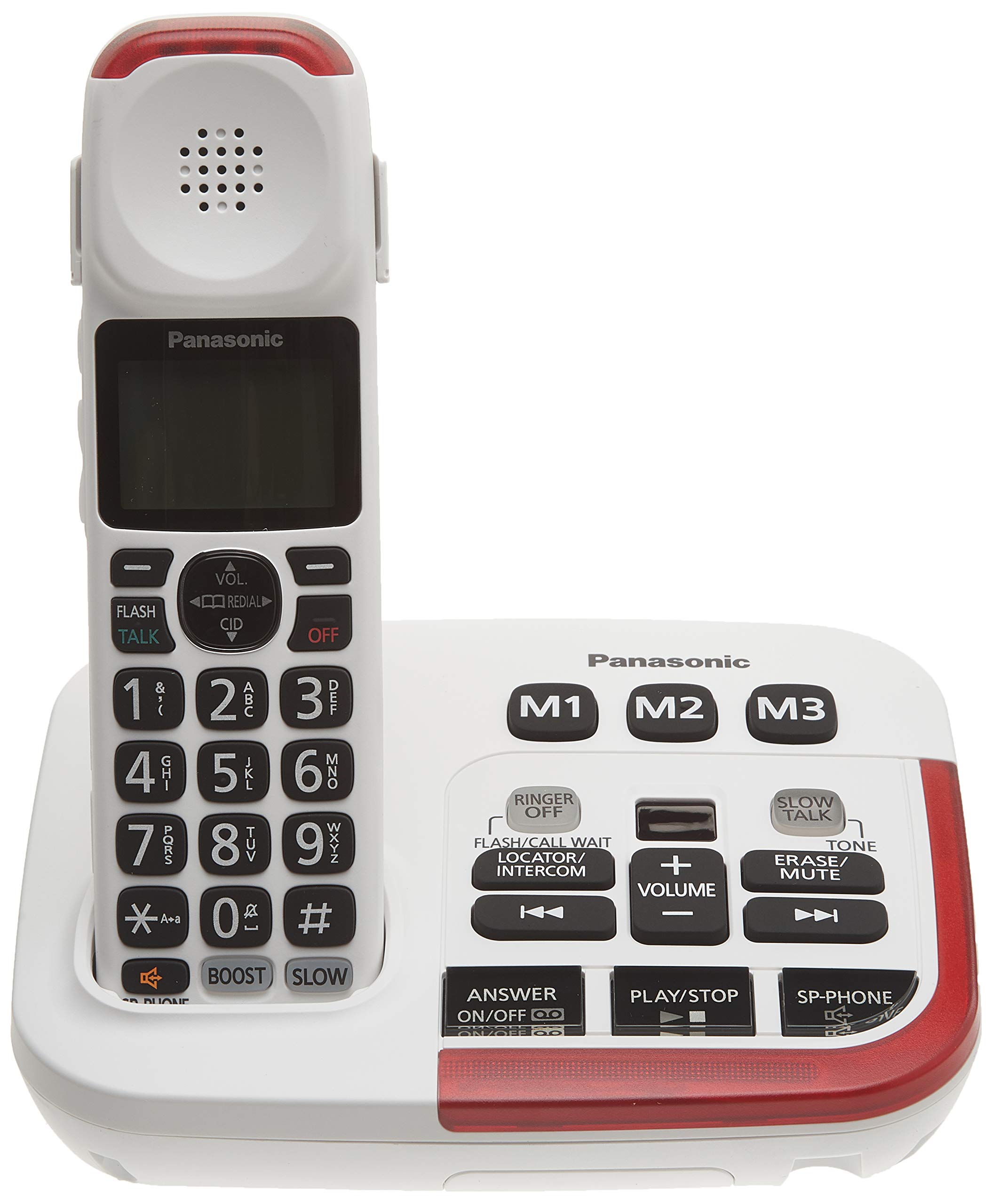 Panasonic KX-TGM470CW White Cordless Phone with Answering Machine - Call Block & Talking Caller ID - 1 Handset - Ideal for Home & Small Business Use