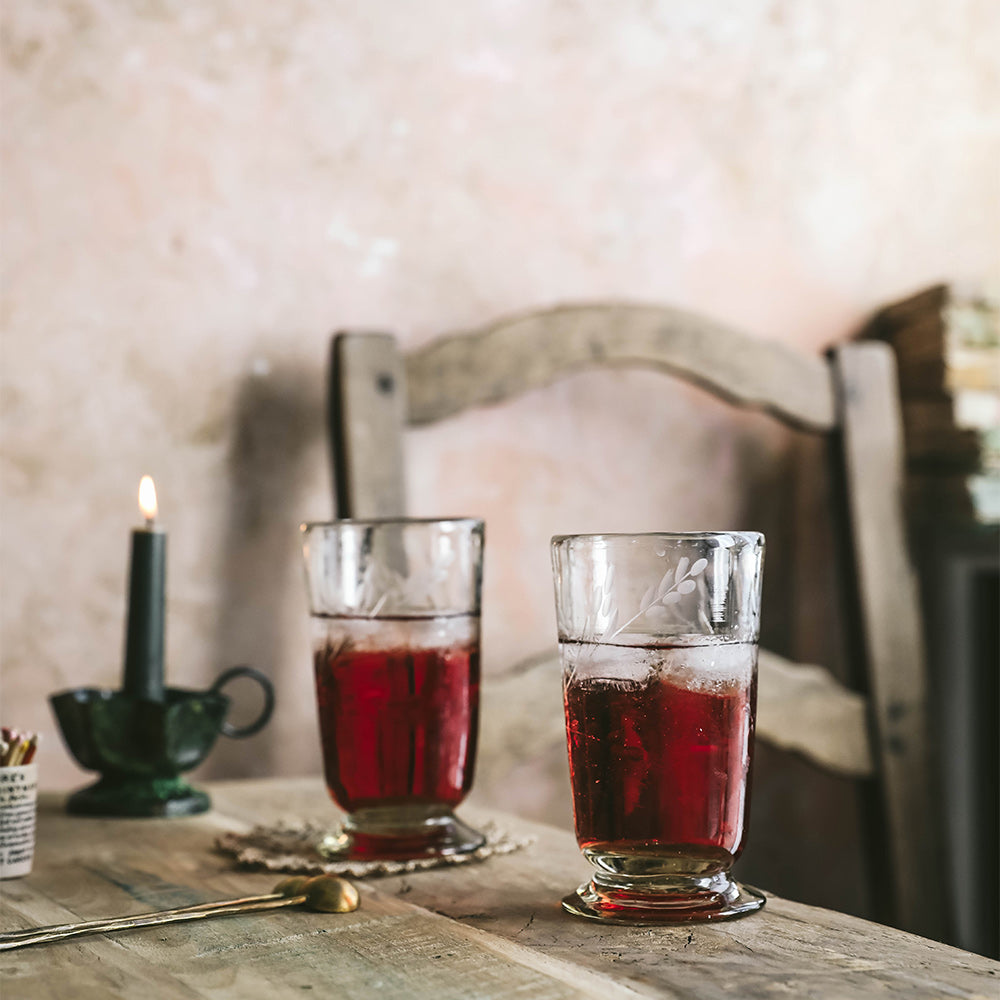 Elegant Hand-Etched Floral Glassware Set - Tall Footed Drinking Glasses for Wine, Cocktails & Special Occasions - Perfect for Weddings, Parties & Home Decor