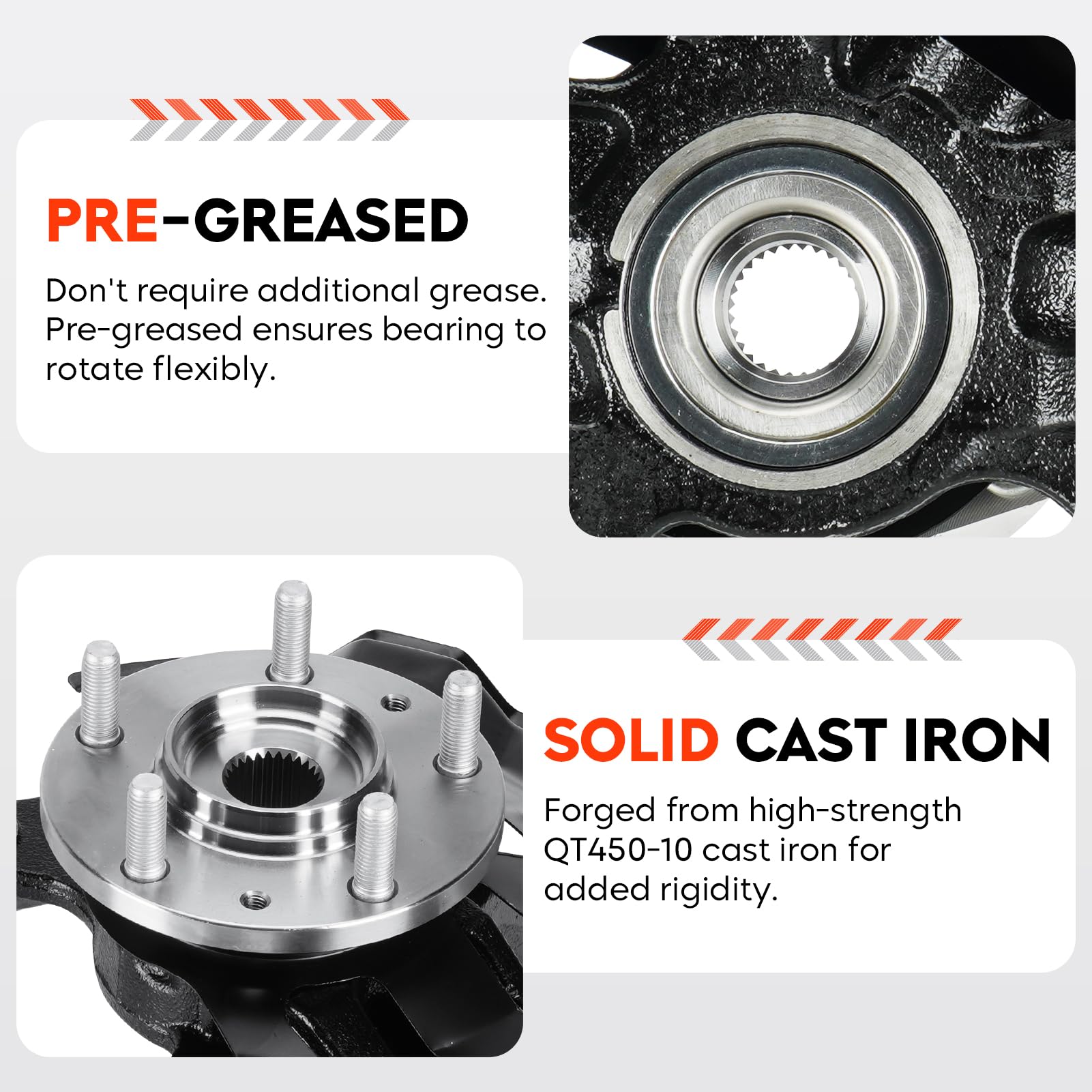 Front Steering Knuckle & Wheel Bearing Hub Assembly for Ford Fusion 2006-2012, Lincoln MKZ 2007-2012, Zephyr 2006, Mercury Milan 2006-2011 - Right Passenger Side (Part# 698-408, 698408, LK012) - Perfect for Suspension Repair & Wheel Alignment