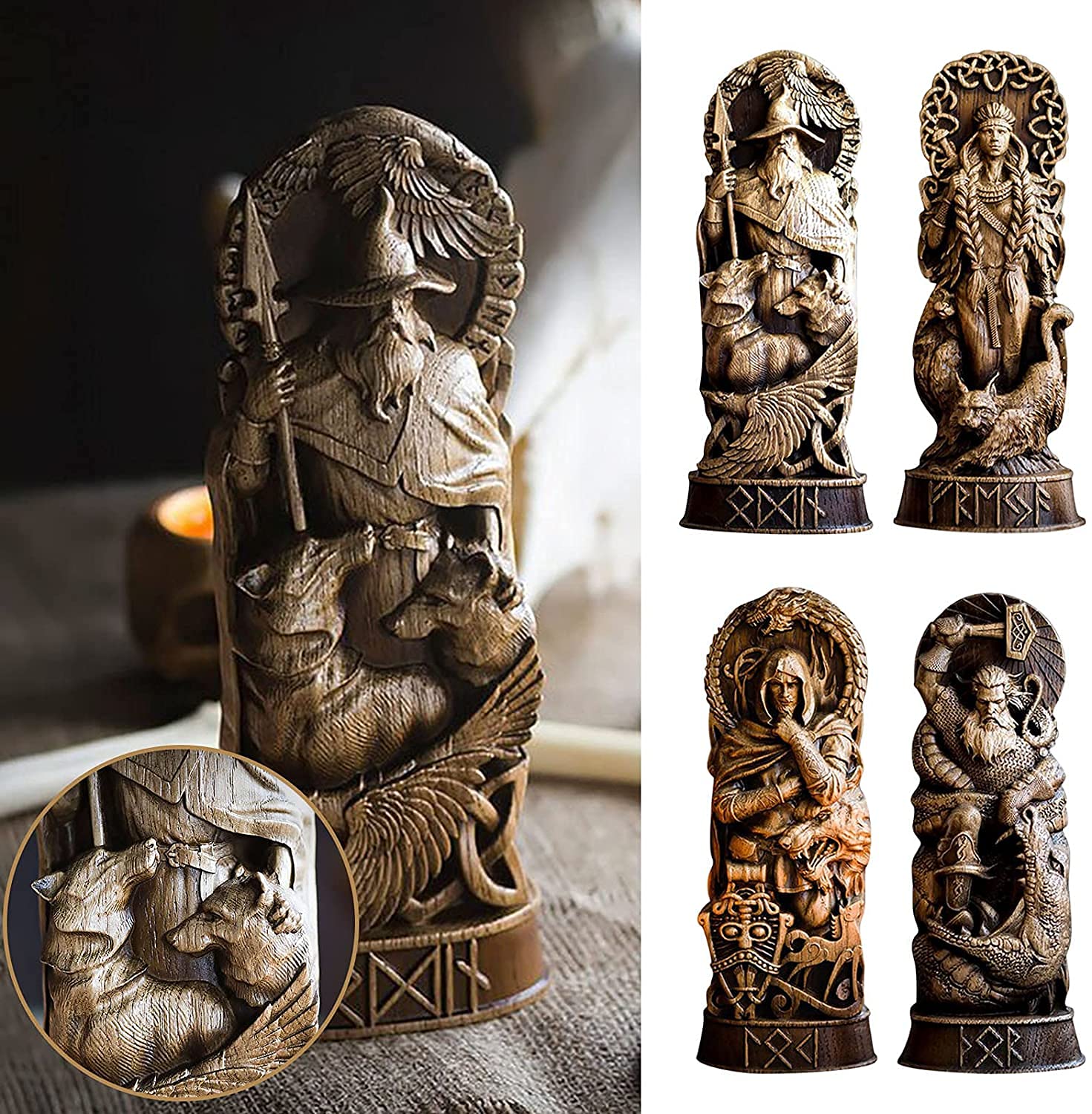 Viking Mythology Norse God Resin Statue - Handcrafted Scandinavian Pantheon Figurine, Unique Home & Office Decor Gift (9.5x4.5x20cm) for Wine Cabinets, Bookshelves & Desk Displays