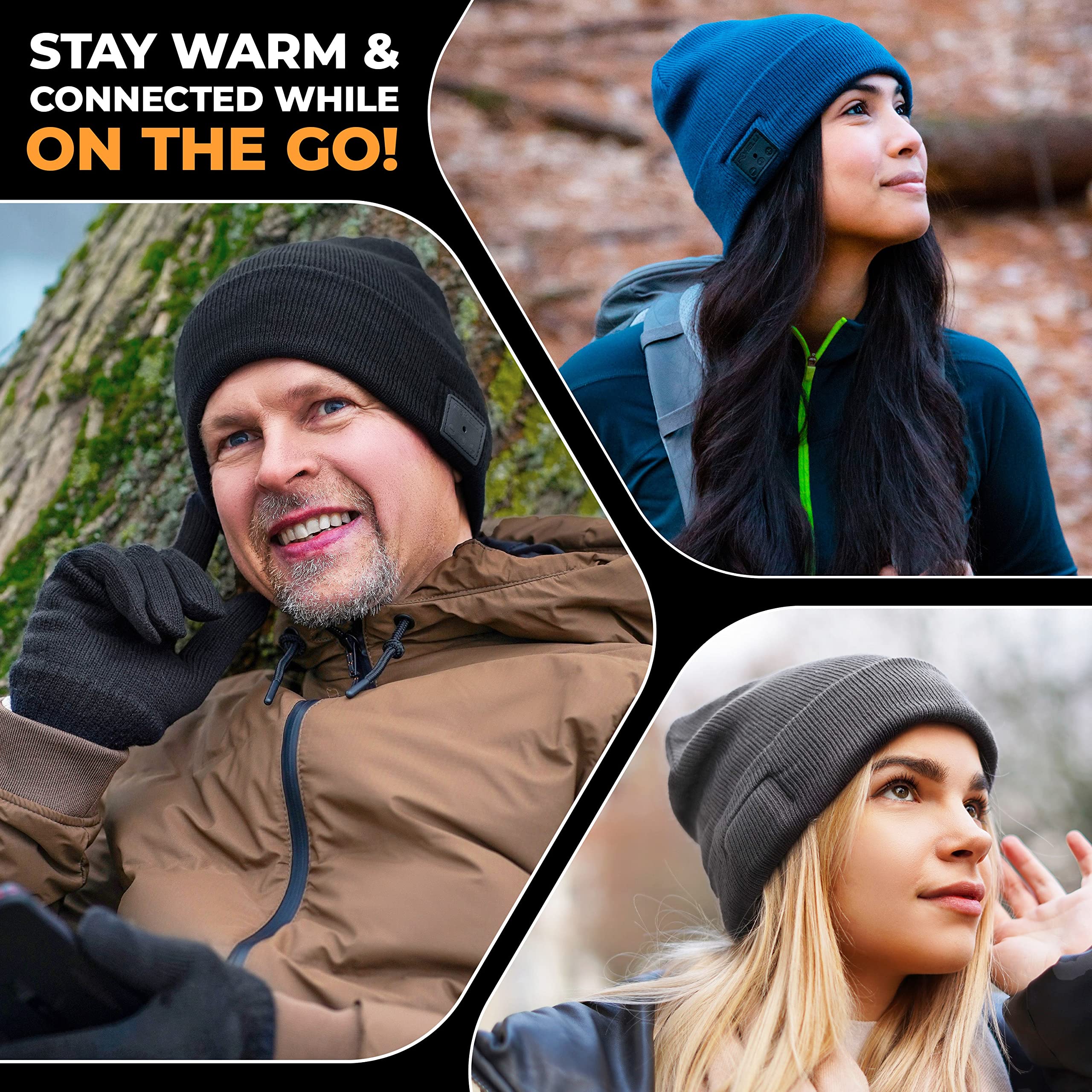 Foxelli Bluetooth Beanie Hat with Built-in Headphones - Wireless Winter Beanie for Men & Women - Perfect Tech Gift for Music Lovers, Runners & Outdoor Activities