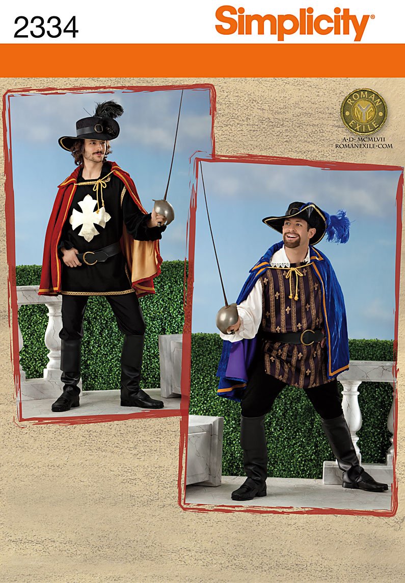 Simplicity Sewing Pattern 2334 - Men's Costume Patterns for XS, S & M Sizes | DIY Halloween, Cosplay & Theater Costume Making