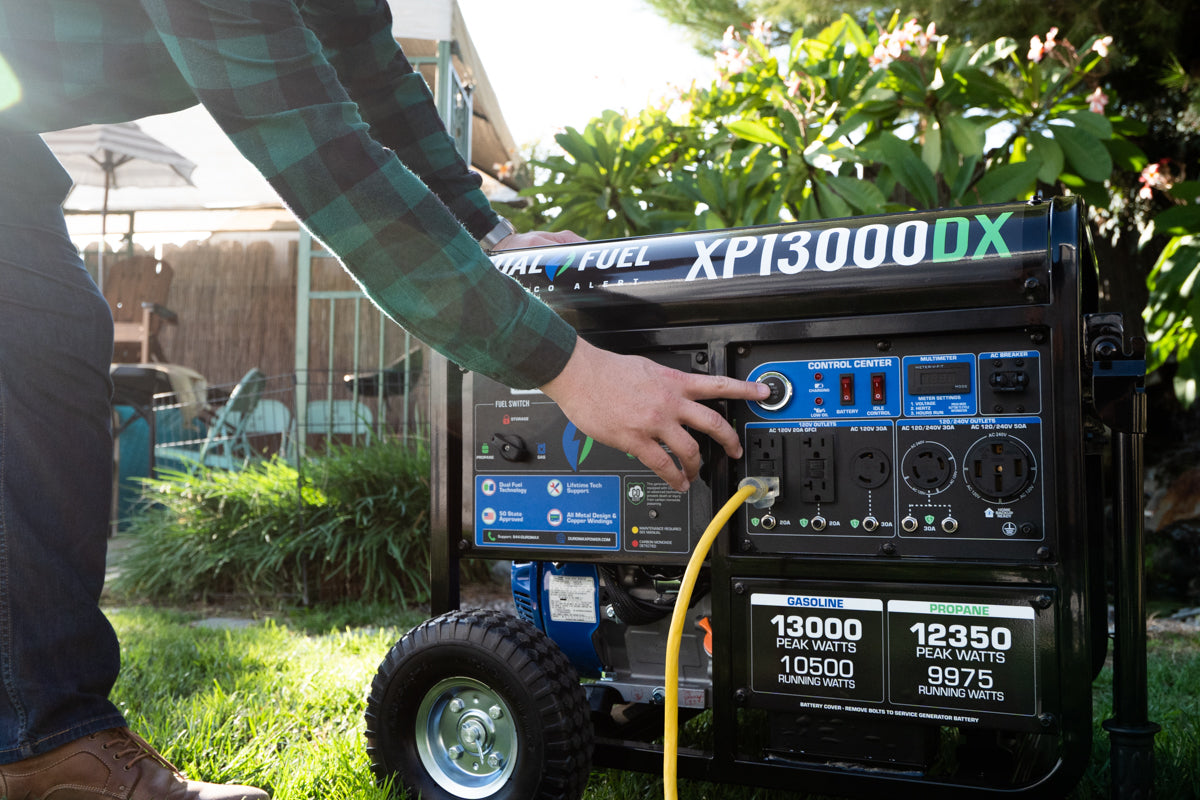 13,000W Dual Fuel Portable Generator with CO Alert - Reliable Backup Power for Home, Camping & Emergency Use