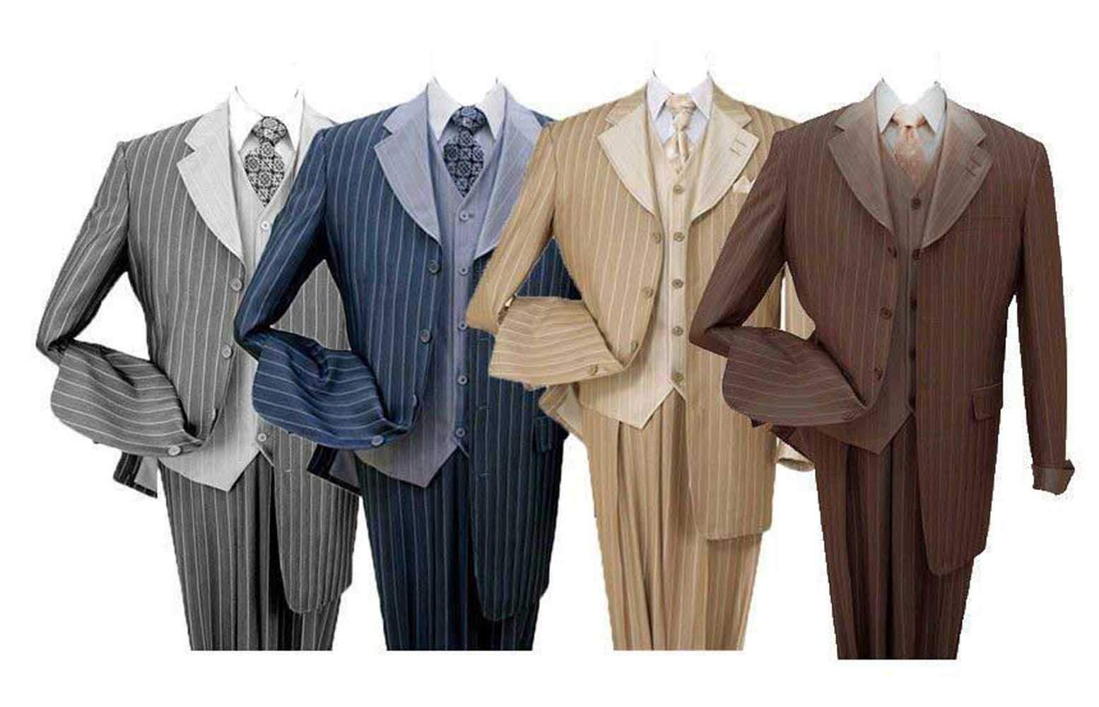 Stylish Pinestripe Men's Suit Set with Contrast Collar & Cuffs - Formal Business Attire for Weddings, Office & Special Occasions (4 Color Options)