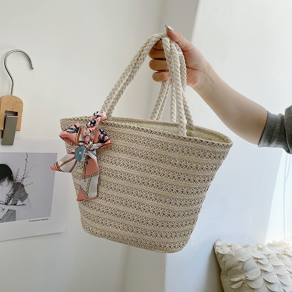 Handmade Hand-Woven Straw Crossbody Bag for Women - Fashionable Summer Beach Tote with Adjustable Strap, Large Boho Chic Purse (Beige) | Perfect for Vacation, Pool Parties & Casual Outings