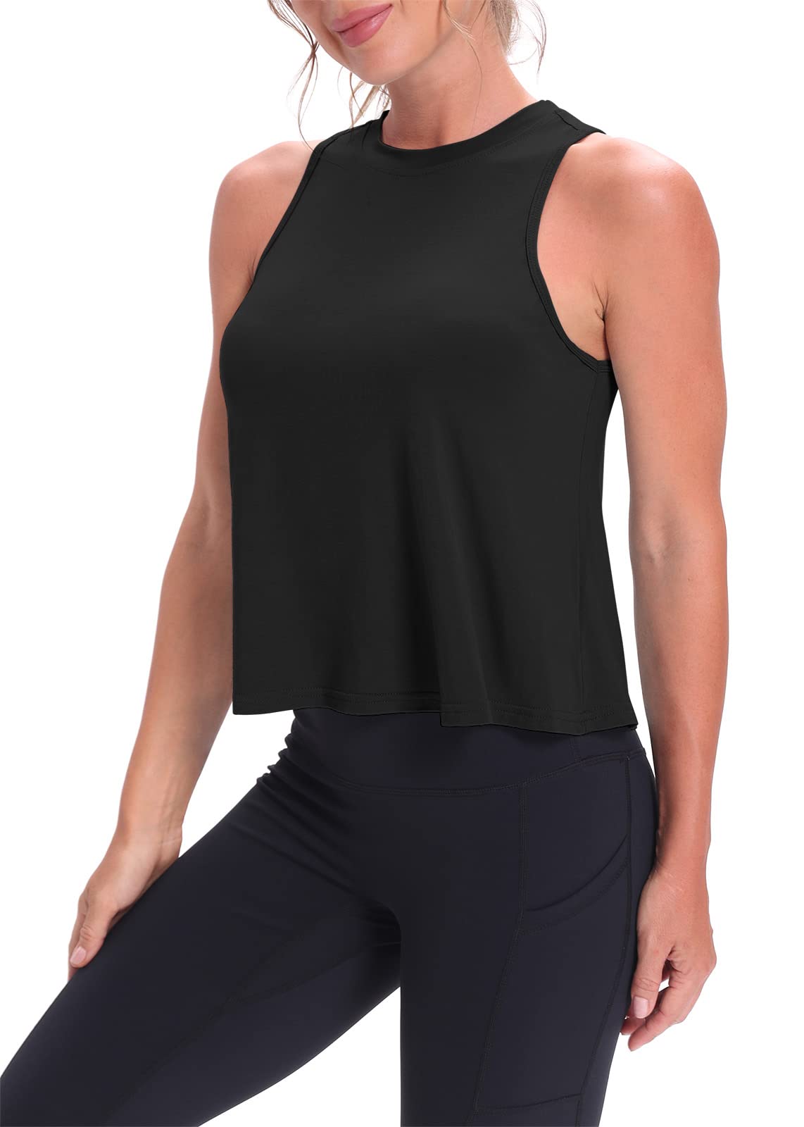 Women's Mippo Crop Tops - Breathable Workout Shirts & Flowy Athletic Tank Tops for Yoga, Running & Gym | Comfortable Summer Fitness Apparel