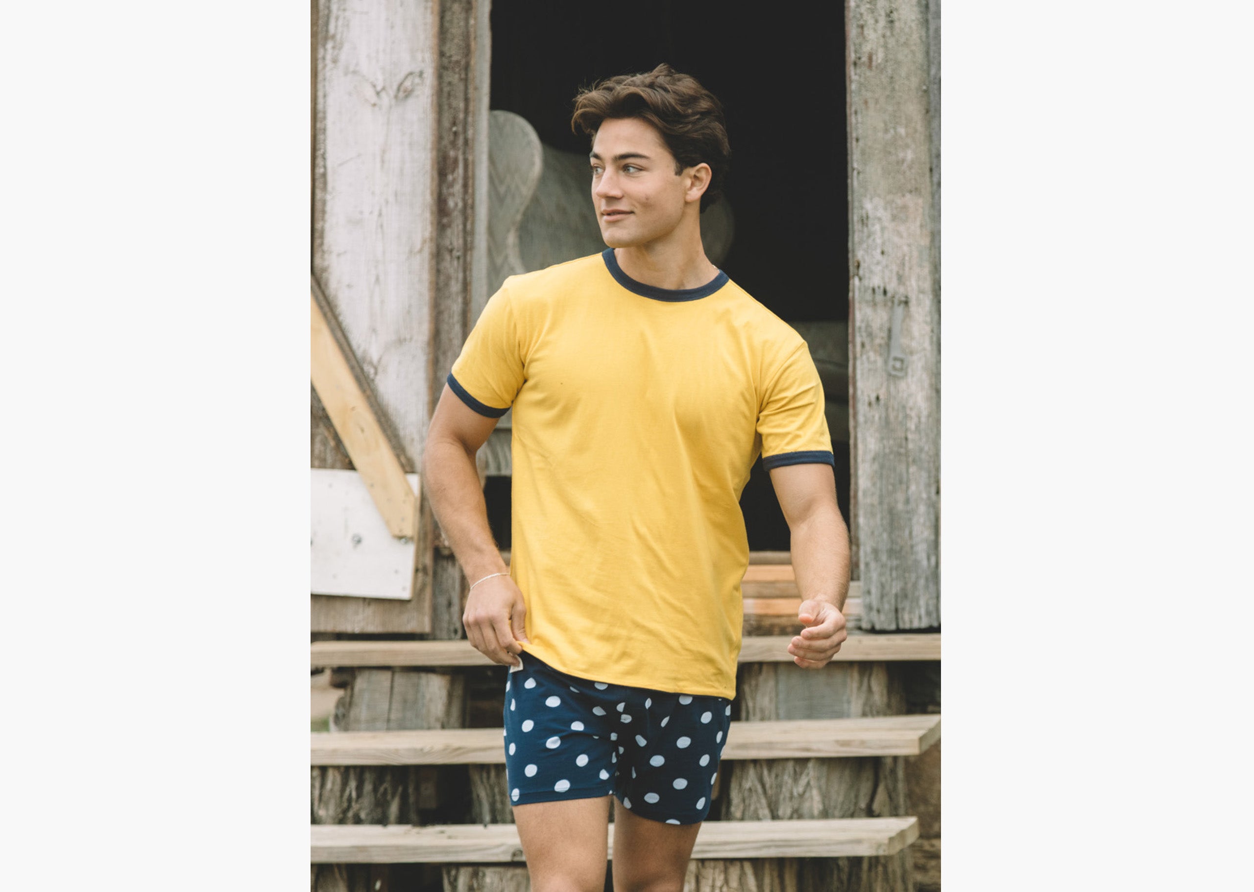 Slim Fit Boxer Briefs for Men - Navy Blue with Hand-Drawn Dots | Soft Comfortable Underwear for Daily Wear, Workout & Lounge | Premium Cotton Boxer Shorts