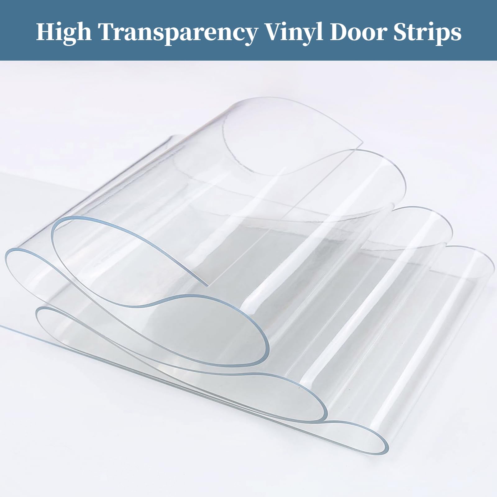 GOOFCXO 164ft x 7in Clear PVC Strip Door Curtain Roll - 0.08in Thick Commercial Vinyl Freezer Curtain for Warehouse, Garage & Industrial Use | Energy Saving Cold Room Barrier, Dust & Insect Protection