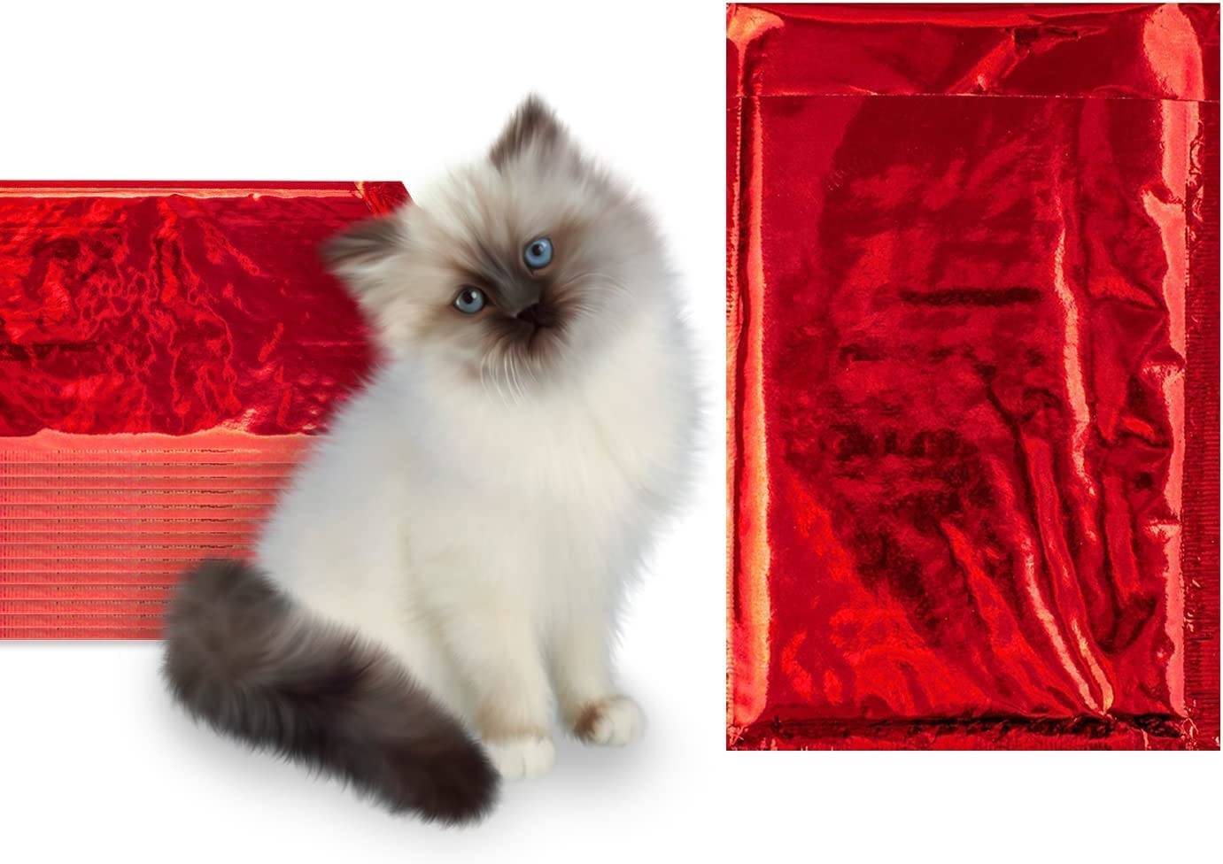 Amiff 4x7 Inch Bubble Mailers - 600 Pack Hot Red Padded Envelopes with Peel & Seal, Metallic Foil Finish | Shipping, Mailing & Packaging Supplies for Ecommerce, Small Business & Online Sellers