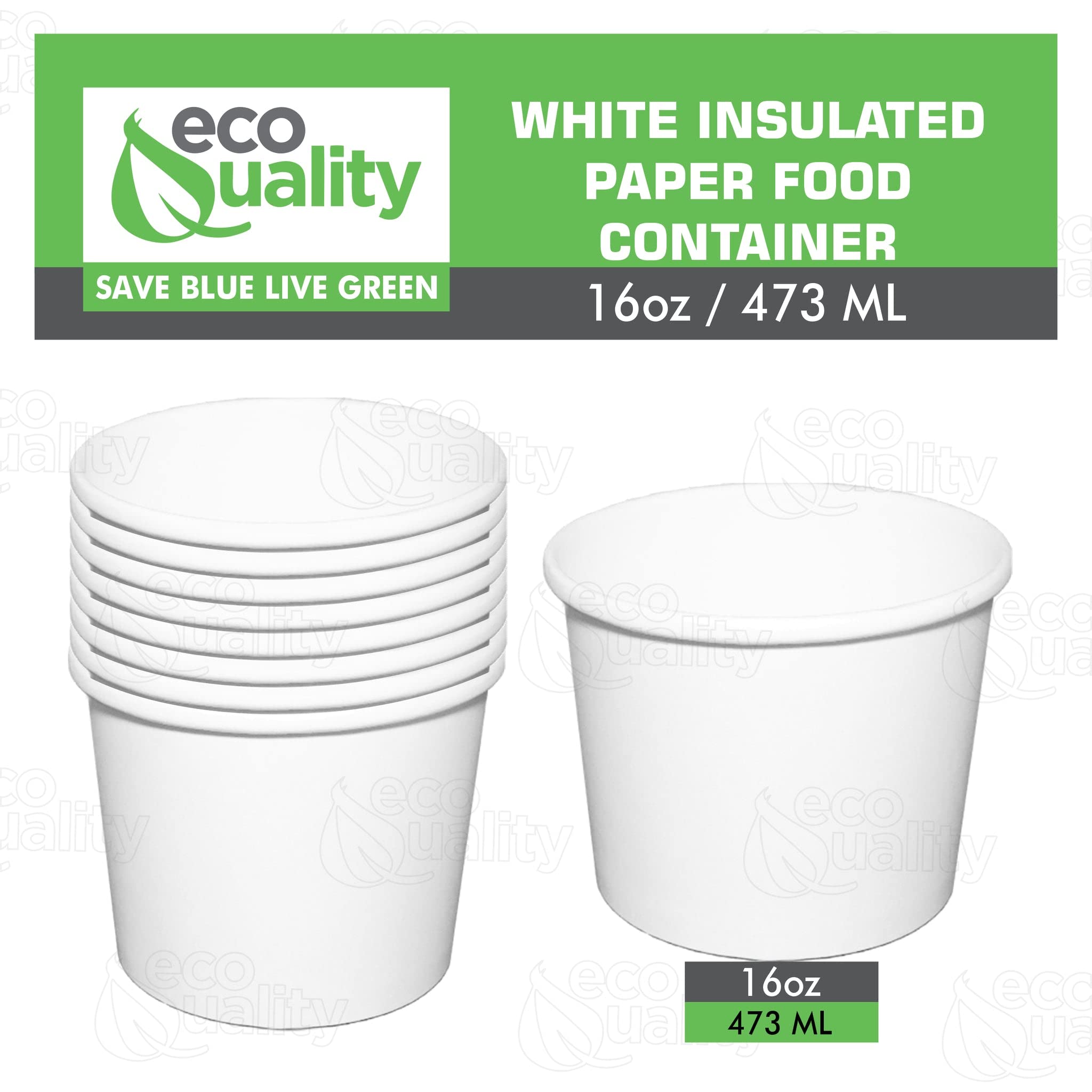 Eco-Friendly Disposable 16oz White Paper Soup Containers - Microwave & Freezer Safe Food Storage Bowls for Ice Cream, Frozen Yogurt, Desserts - Bulk 100 Pack for Takeout, Parties & Catering