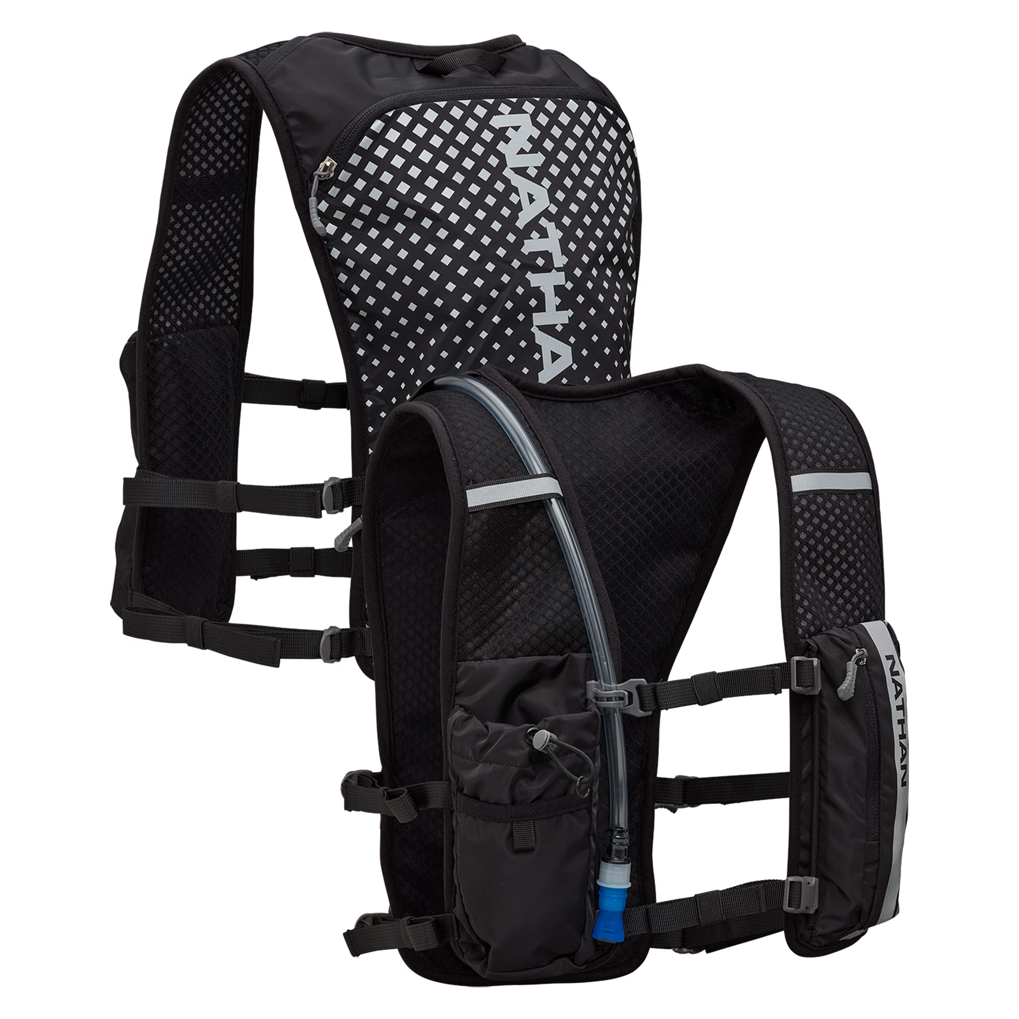 Nathan Hypernight QuickStart 2.0 4L Hydration Pack with 1.5L Bladder - Reflective Night Running Gear, Moisture-Wicking Unisex Backpack with Front Water Bottle Pockets - Perfect for Trail Running, Hiking & Outdoor Adventures