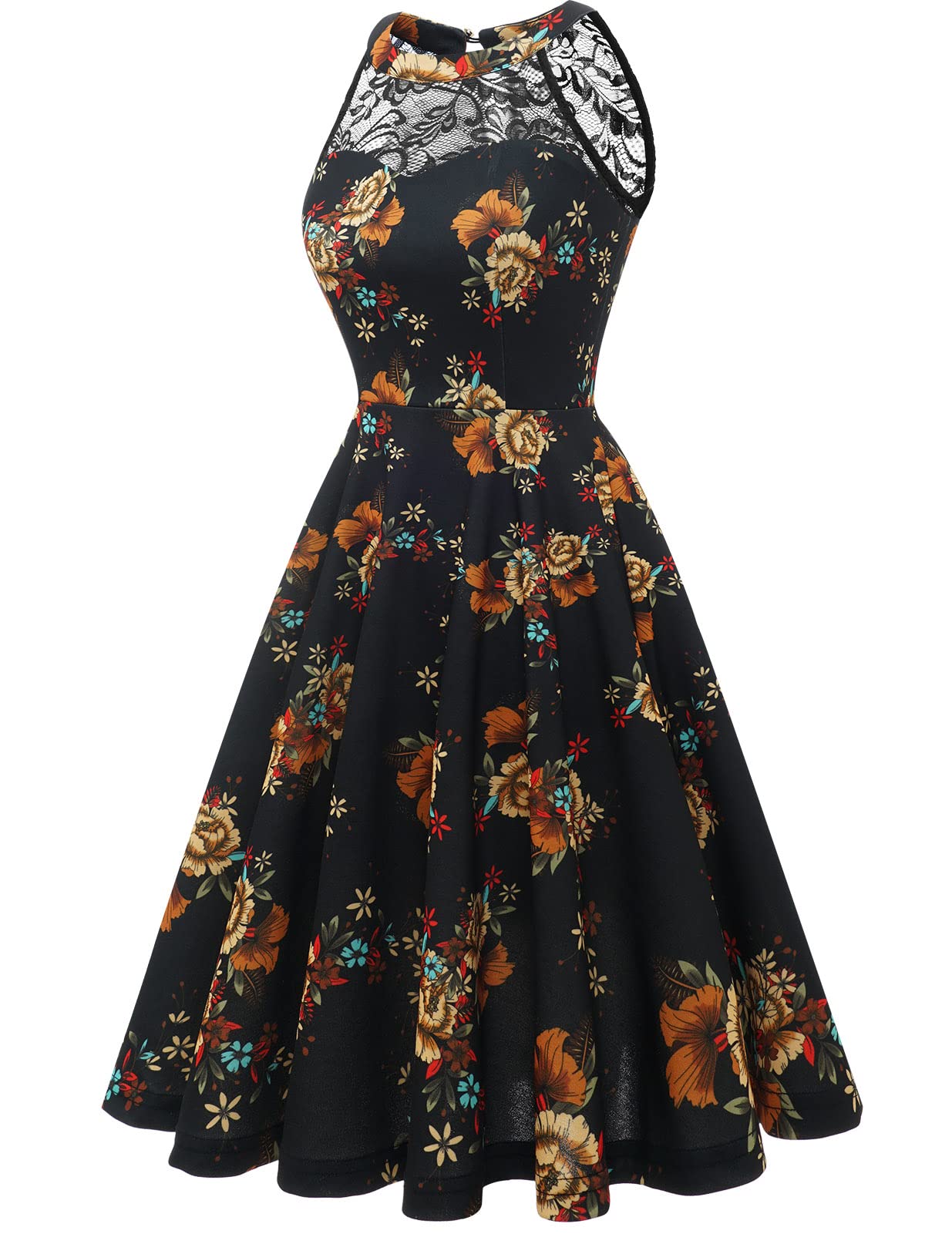 Elegant Women's Cocktail Dress Halter Lace Vintage Prom Wedding Party Short Dress - Perfect for Evening Events, Homecoming, and Special Occasions