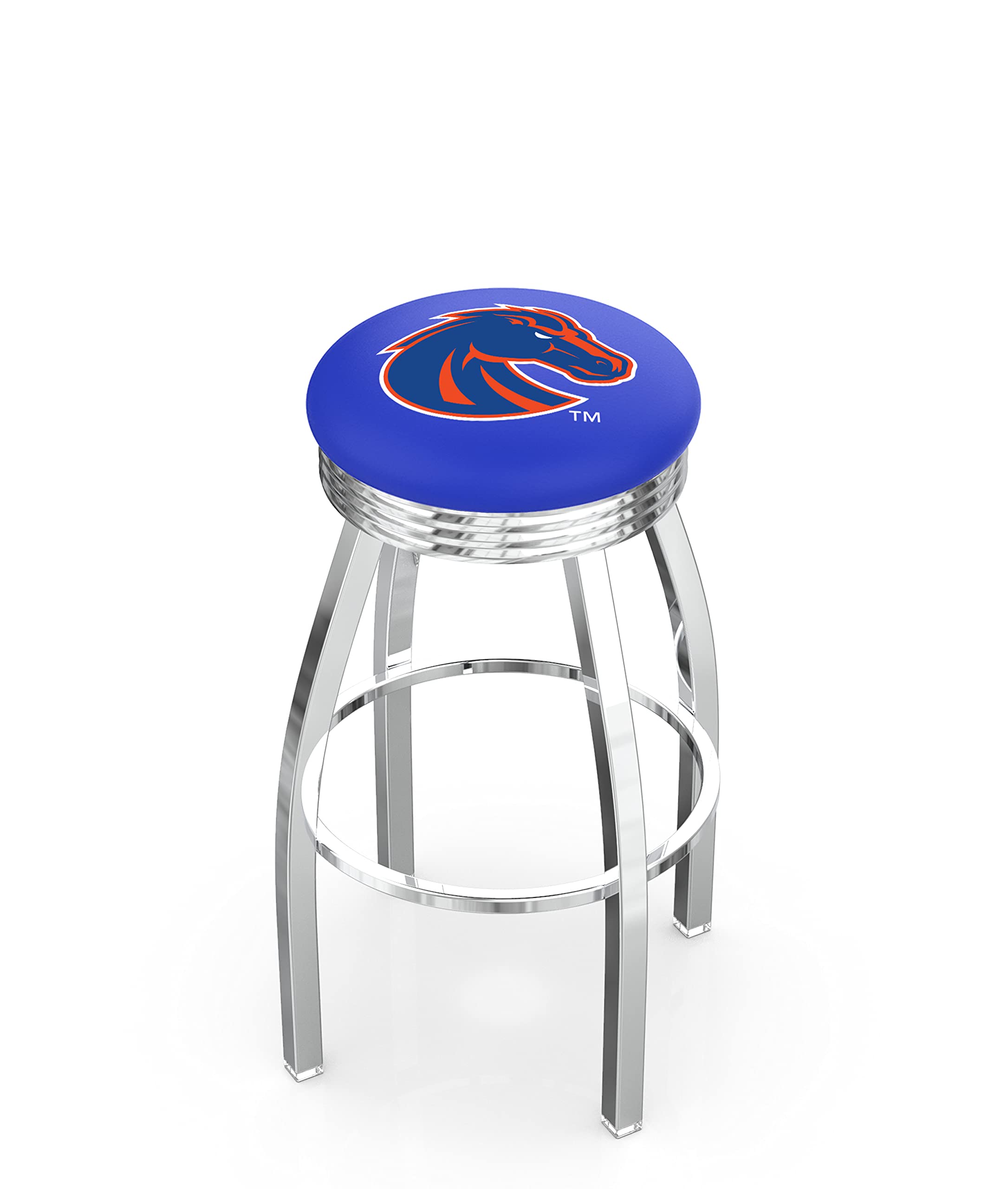 Chrome Double Ring Notre Dame Leprechaun Swivel Bar Stool with 2.5