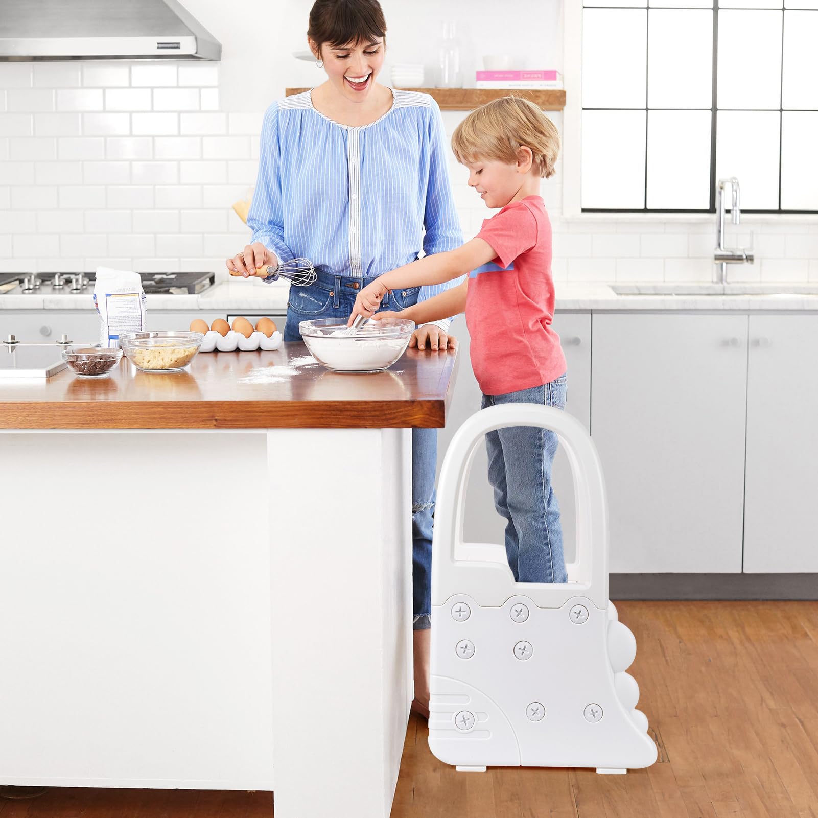 GARVEE 2 Step Stool with Handles for Kids - Anti-Slip Sturdy Toddler Step Stool for Potty Training, Bathroom & Kitchen - Safe Standing Helper for Children (Grey) - Perfect for Toilet Training, Washing Hands & Reaching Countertops