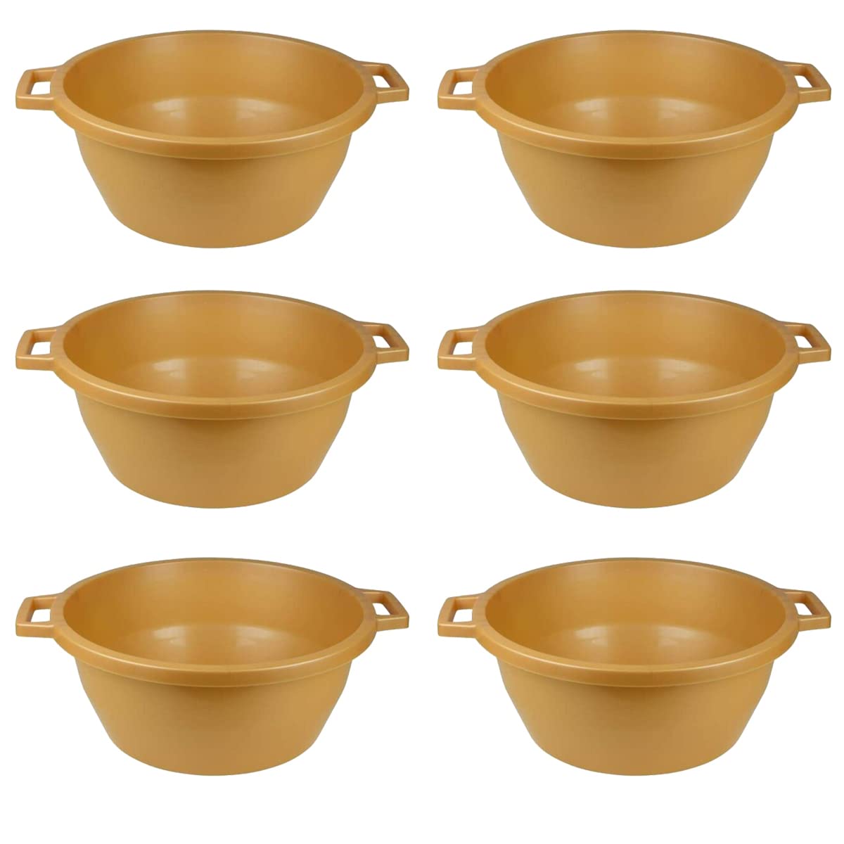 YBM HOME Round Plastic Dish Wash Basin with Handle - Portable Dishpan for Washing Dishes, Soaking, and Face Cleansing - Ideal for Camping, Kitchen, and Bathroom Use (1287-Gold-6)