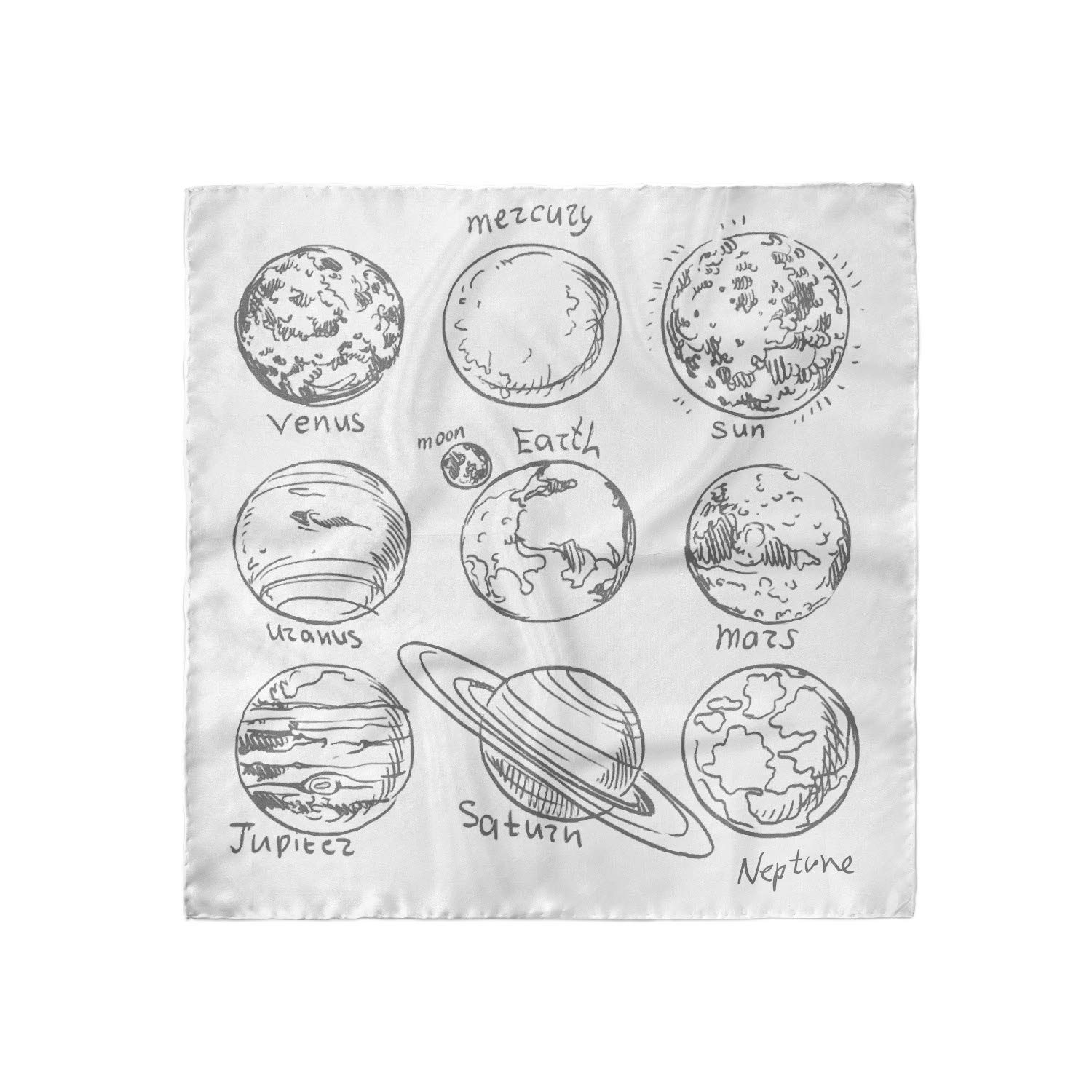 Ambesonne Science Hair Scarf - Solar System Mercury Print Head Wrap for Women, Fashionable Astronomy Accessory for School, Work, or Outdoor Activities