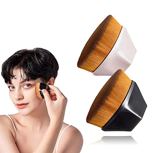 2PCS Kabuki Hexagon Foundation Makeup Brushes for Liquid & Powder - Soft Bristles for Flawless Base Application (Black + Pink) - Perfect for Daily Makeup & Professional Use