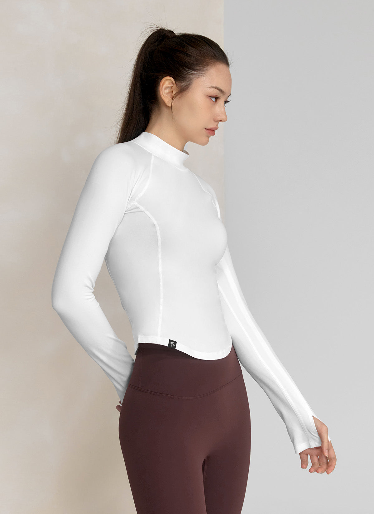 Stylish Peach Mock Neck Long Sleeve Top for Women - Perfect for Office Wear, Casual Outings & Fall Layering