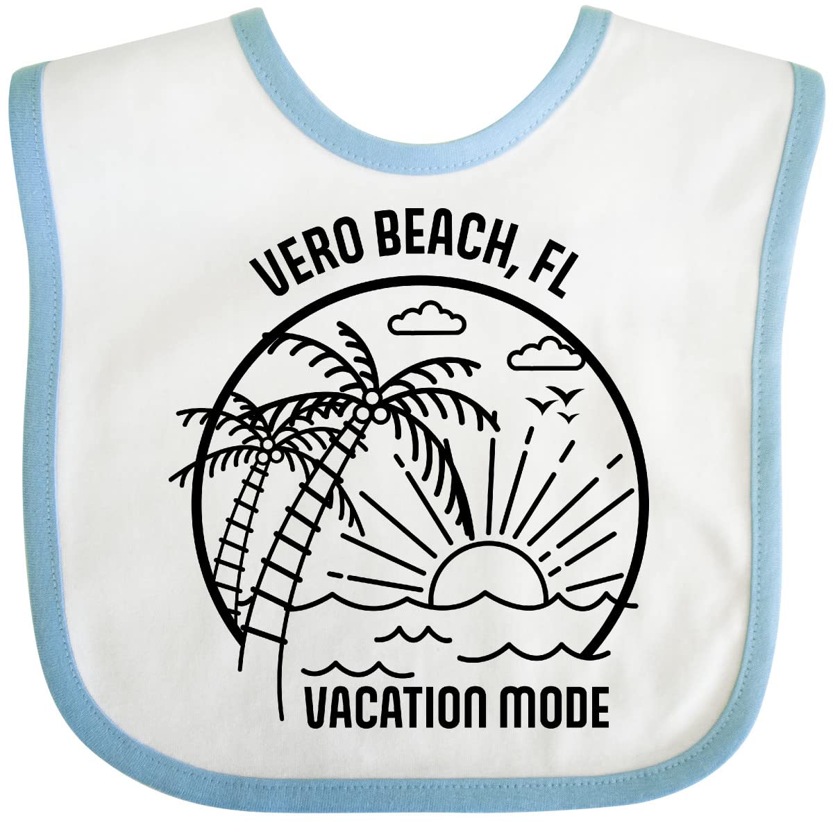 Inktastic Summer Vacation Mode Vero Beach Florida Baby Bib - Soft Cotton Drool Bib for Infants & Toddlers - Perfect for Beach Trips, Family Vacations & Everyday Use