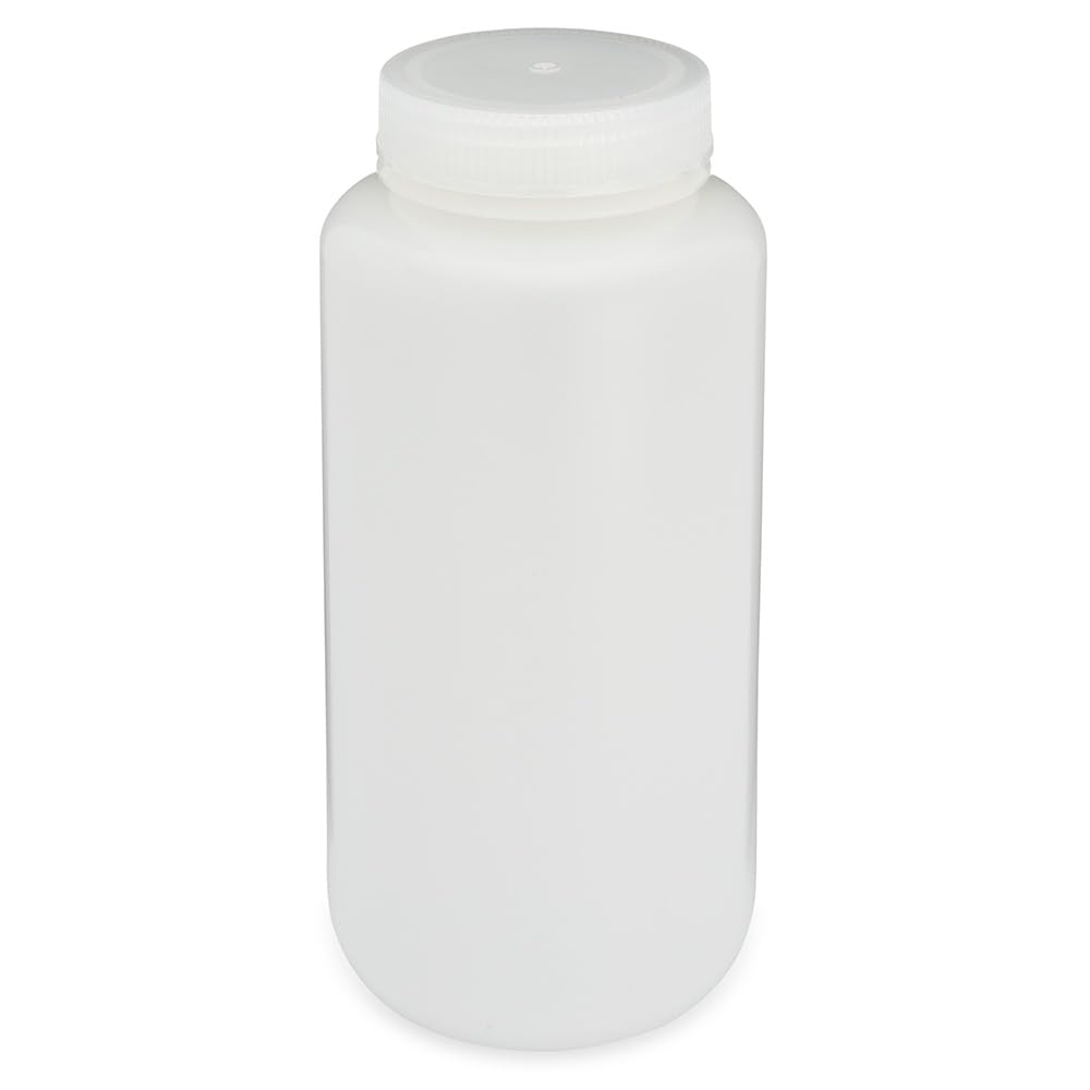 Premium HDPE Wide Mouth Round Bottles - 1000mL (50 Pack) | Bulk Packed with Separate Caps | Ideal for DIY Crafts, Essential Oils & Liquid Storage